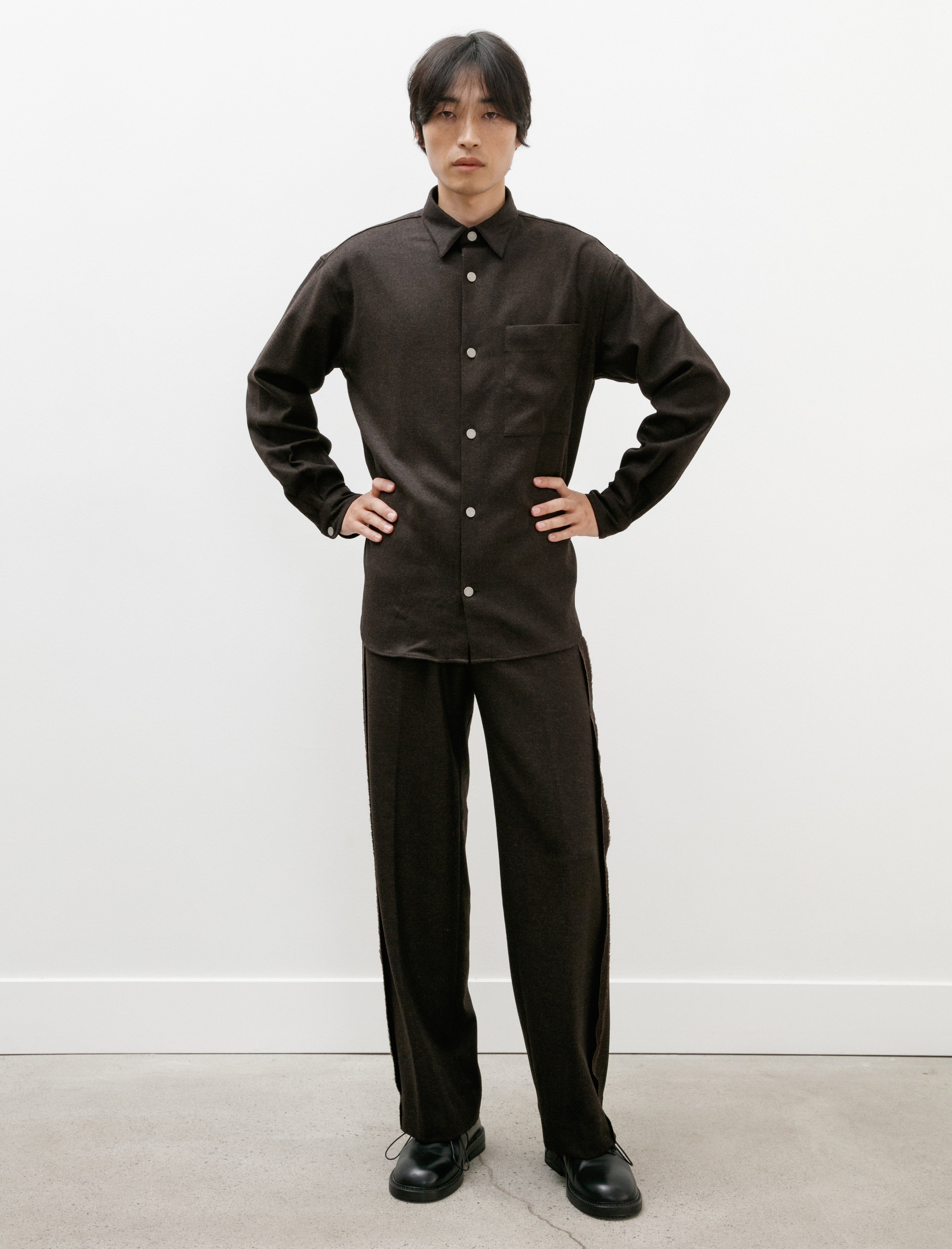 Seya Lined Tailor Pants Fine Grained Tweed Chestnut