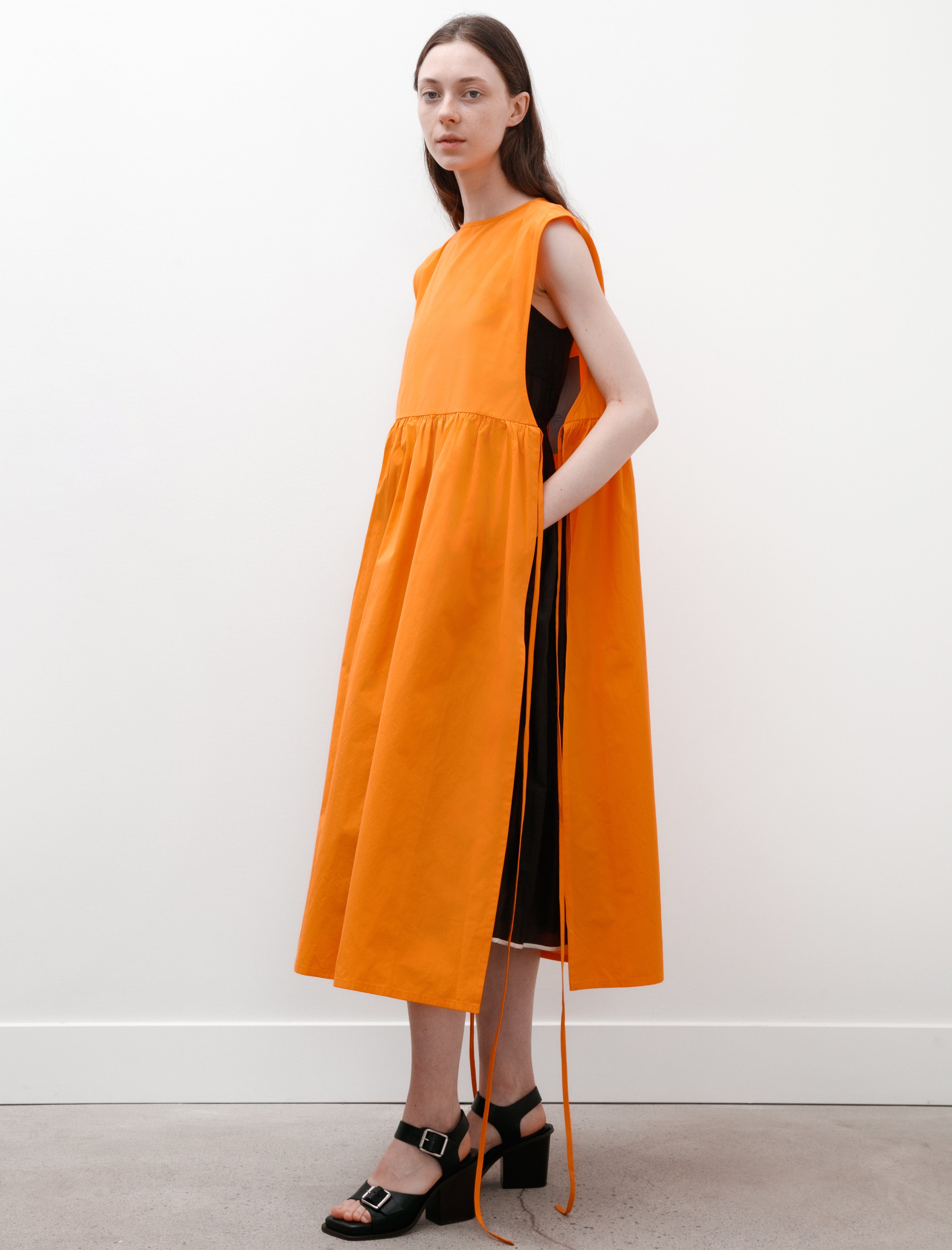 Eleph Strik Dress Orange Cotton
