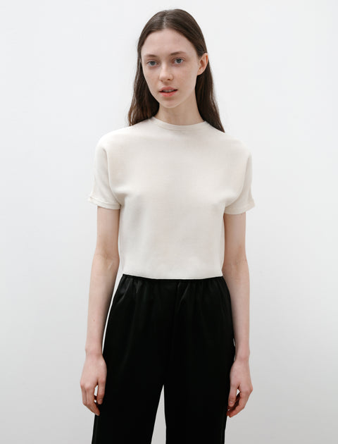 Sara Lanzi Knitted Light Cotton Blend T-Shirt Milk