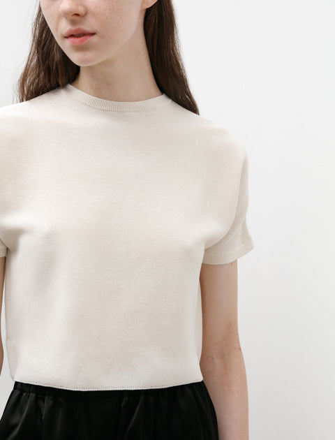 Sara Lanzi Knitted Light Cotton Blend T-Shirt Milk