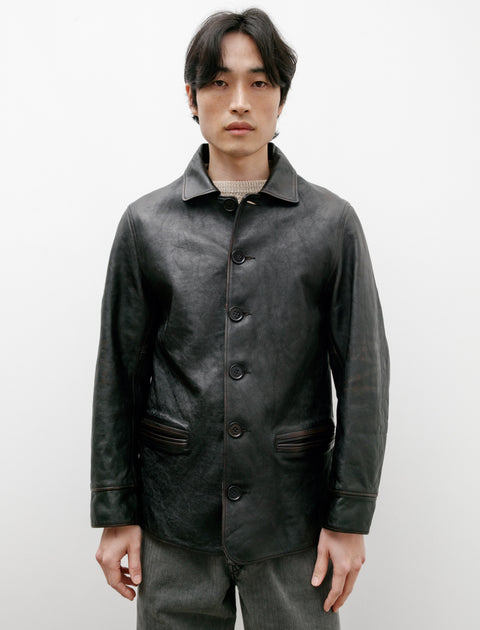 Taiga Takahashi Lot 801 Automobile Horse Leather Coat Damaged Black