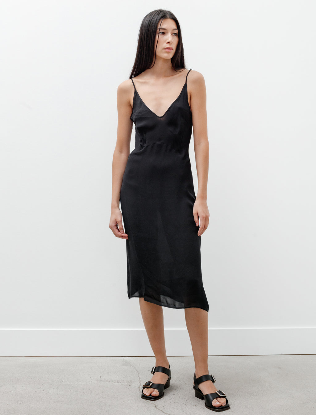 black slip under dress Vintage Style in Coal Train-2XL cut for dreamy fit and feel. CRUSH BIAS COWL MINI SLIP