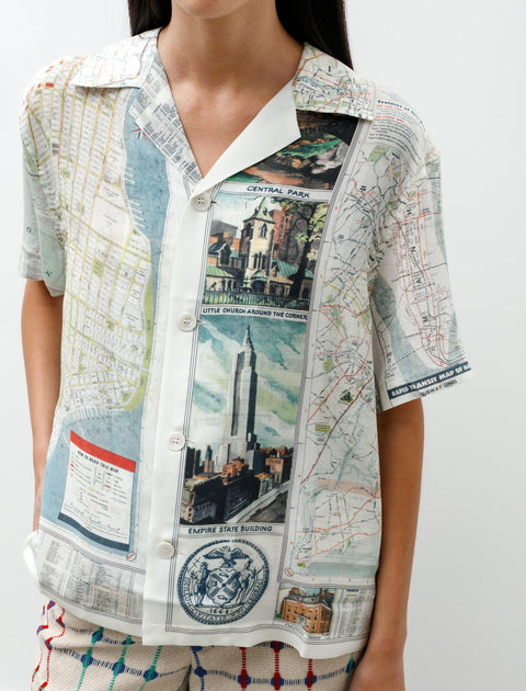 Bode New York City Map Short Sleeve Shirt