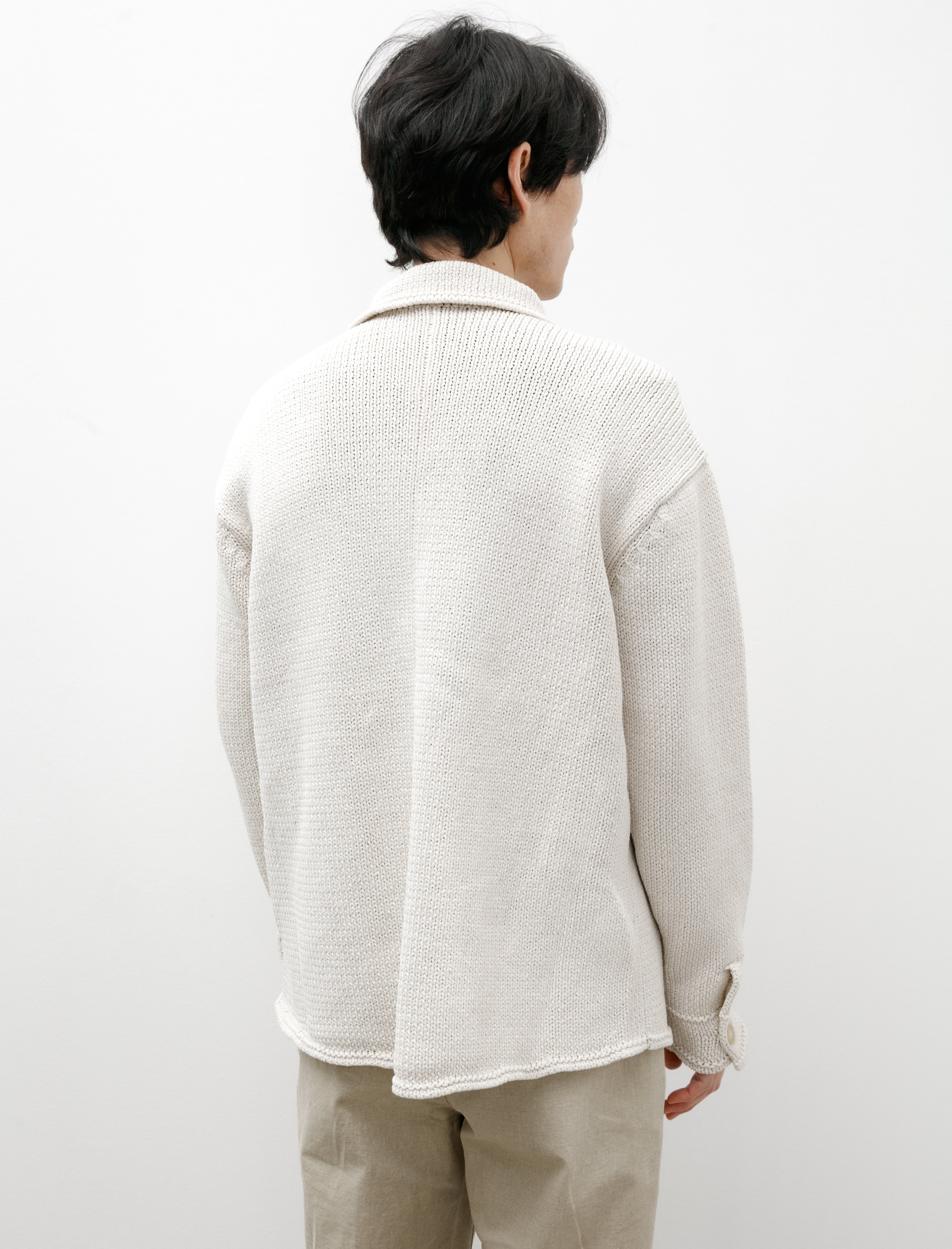 Auralee Cotton Lily-Yarn Knit Blouson Ivory