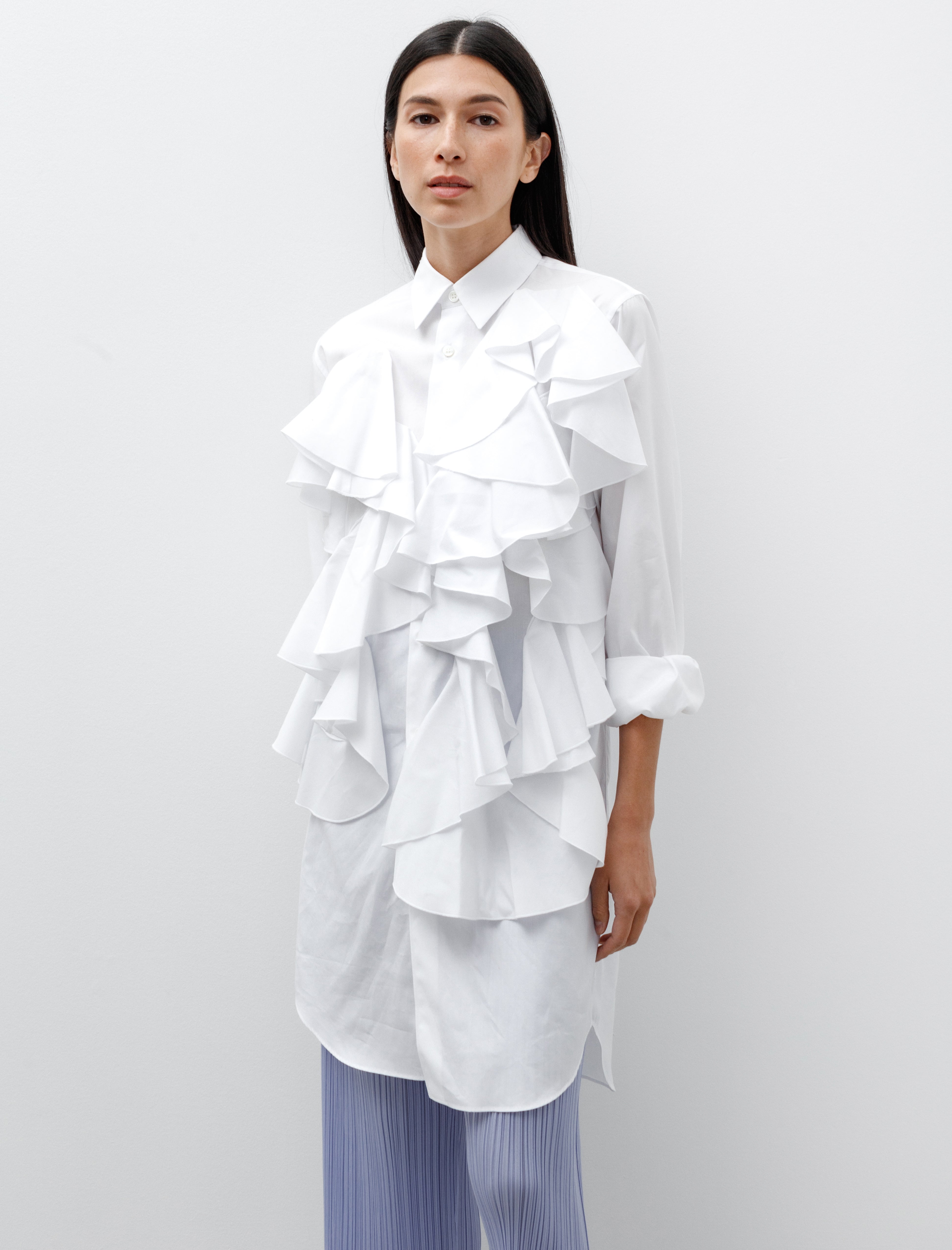 Comme des Garçons Comme des Garçons Long Abstract Ruffle Shirt White