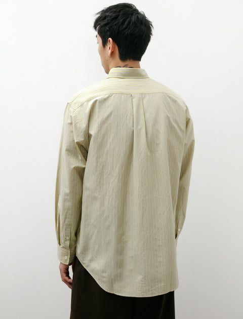 Ernie Palo Striped Silk Cotton Shirt Yellow