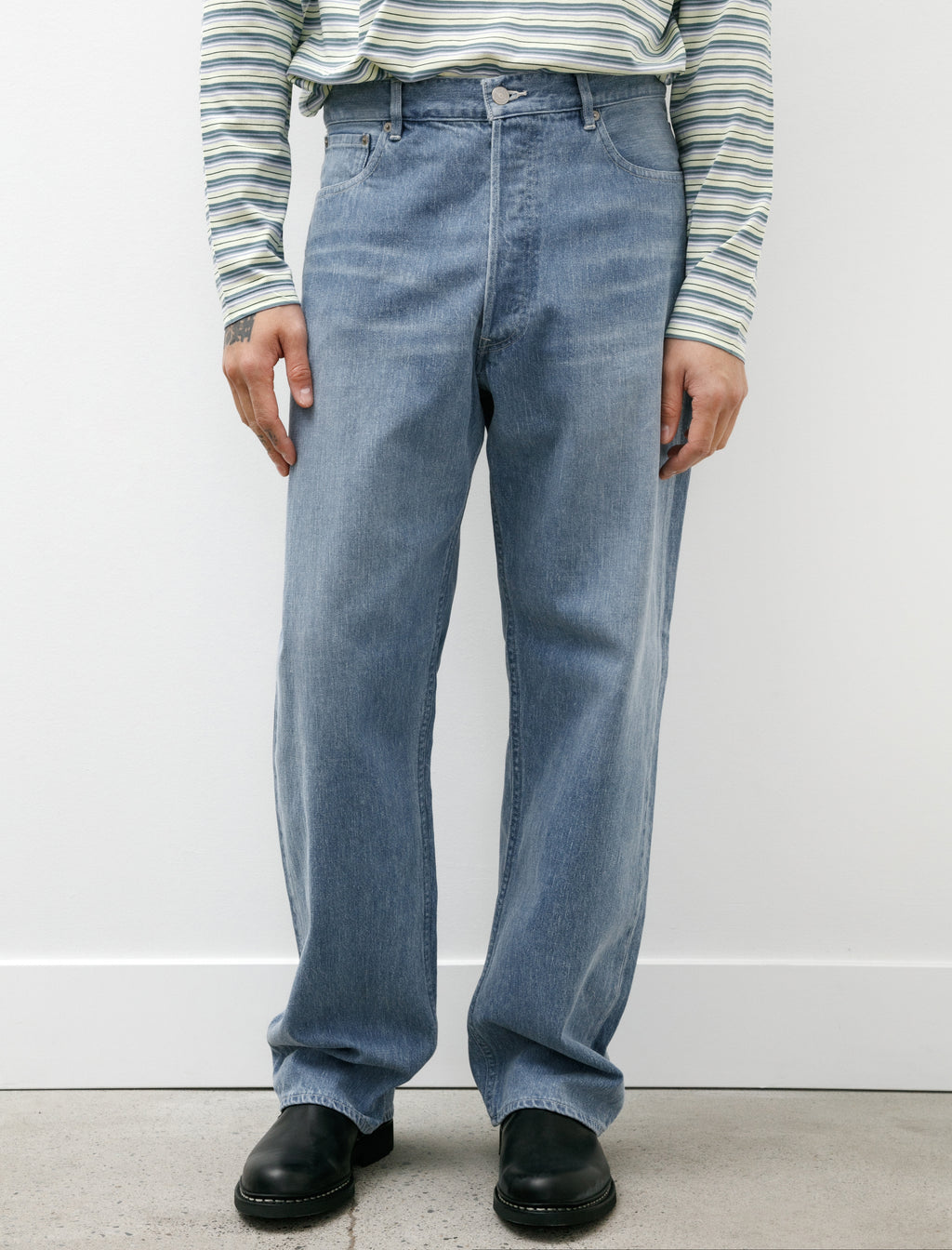 Auralee Selvedge Faded Light Denim Wide Pants Indigo – Neighbour