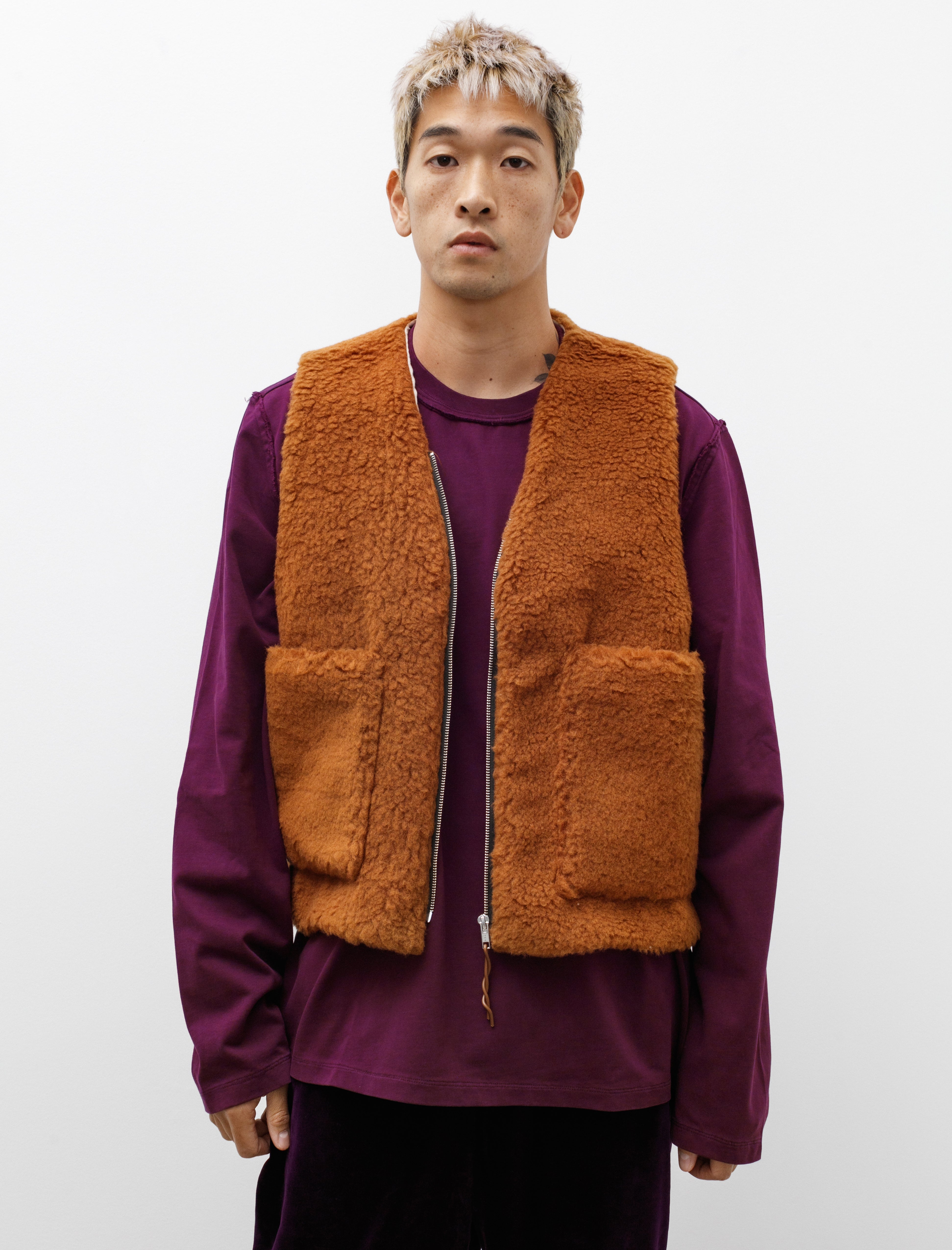 Camiel Fortgens Zip Vest Wool Fleece Brown