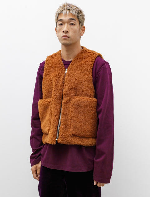 Camiel Fortgens Zip Vest Wool Fleece Brown