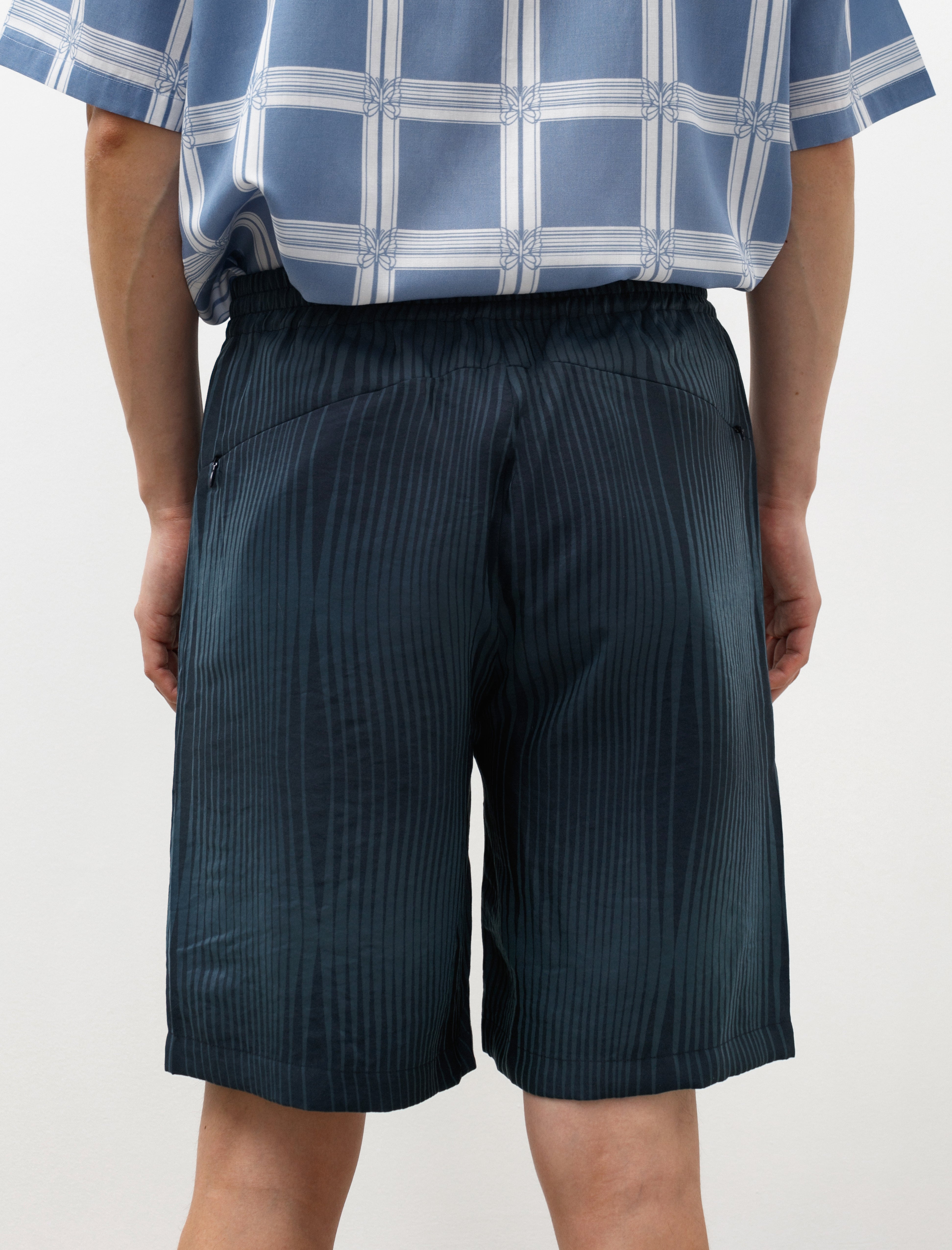 Needles Basketball Short Wave Stripe Jacquard Navy