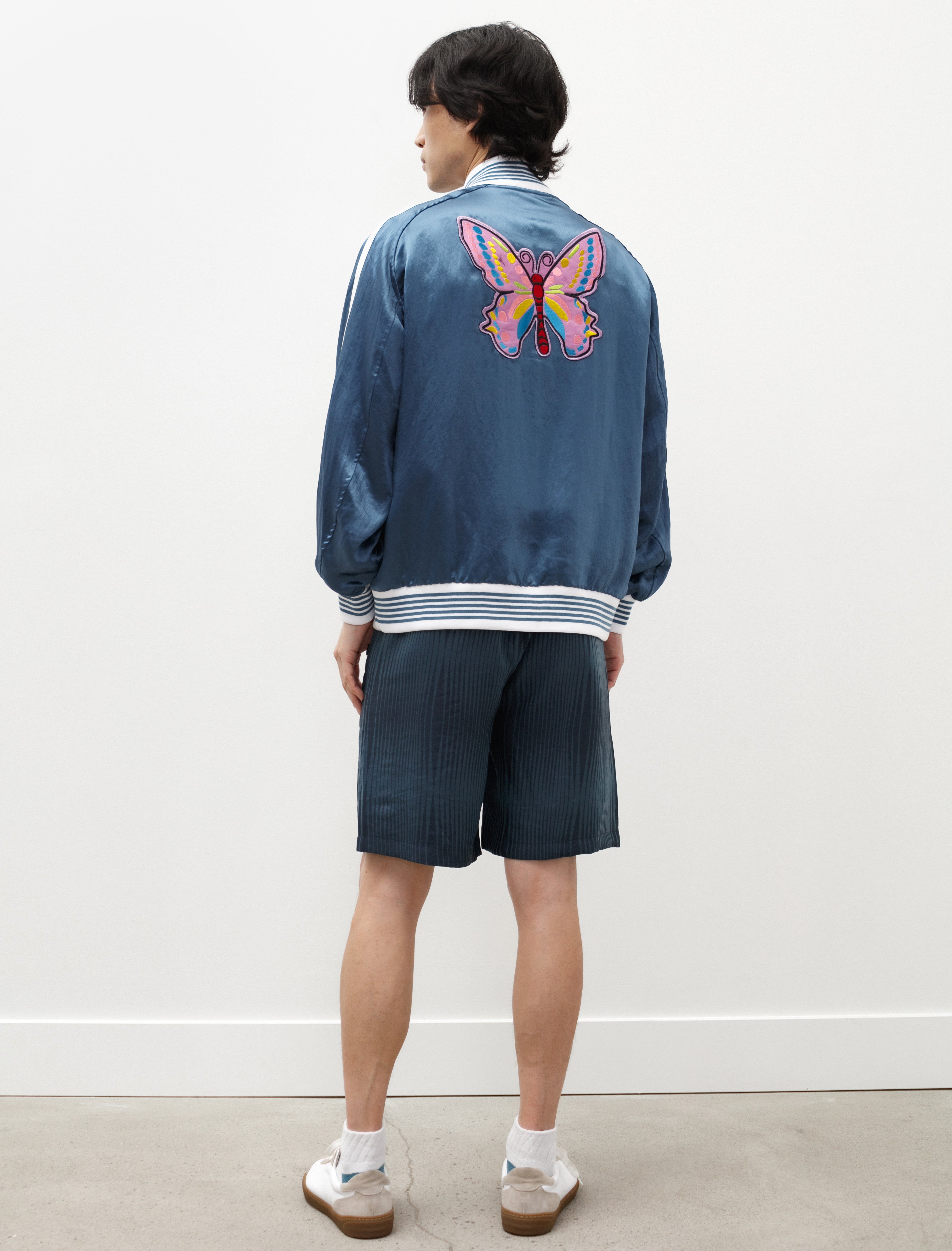 Needles Basketball Short Wave Stripe Jacquard Navy