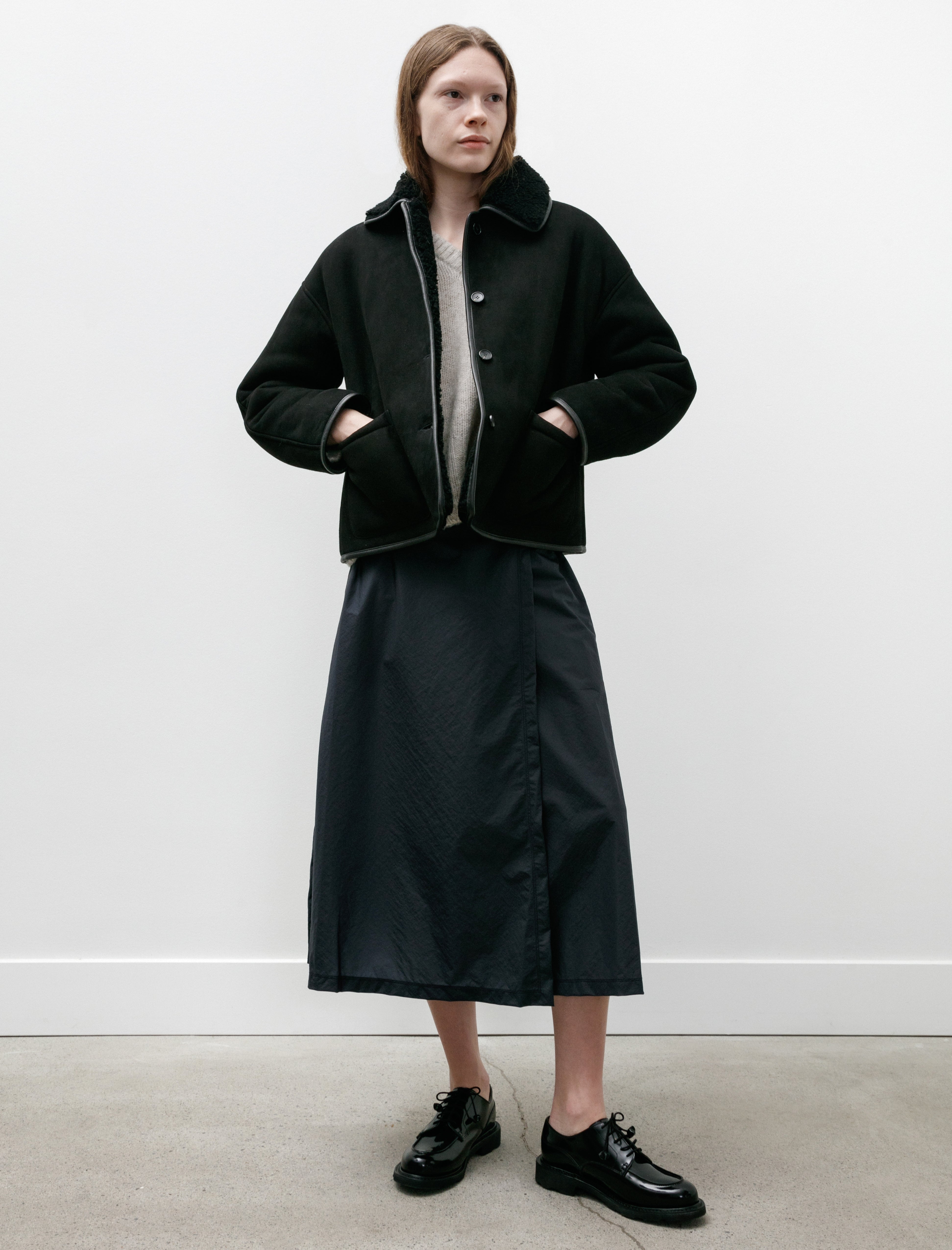 Cawley Suede Back Curly Hair Avis Jacket Black