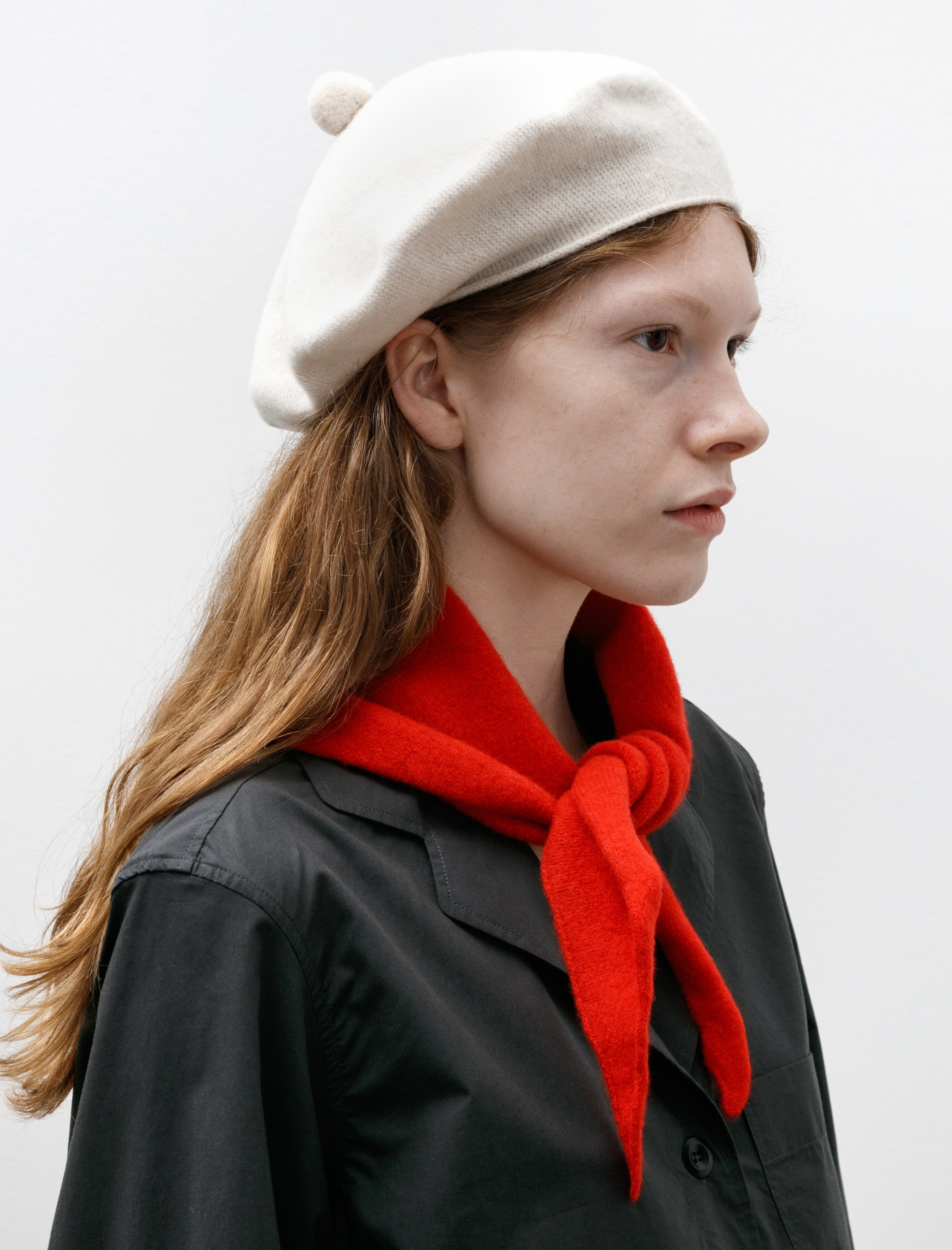 Margaret Howell Felted Pompom Beret Cream