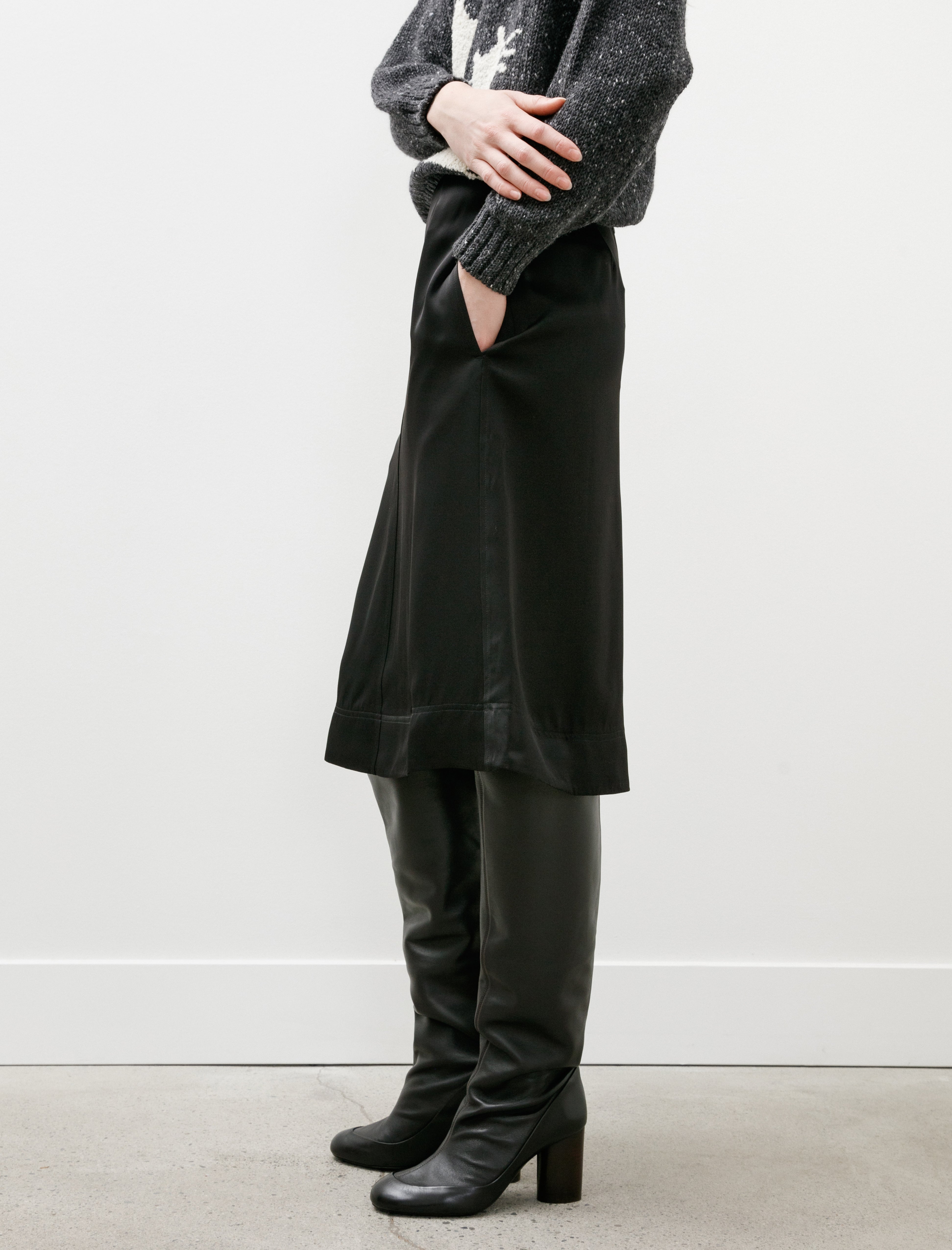 Totême Paneled Satin Skirt Black