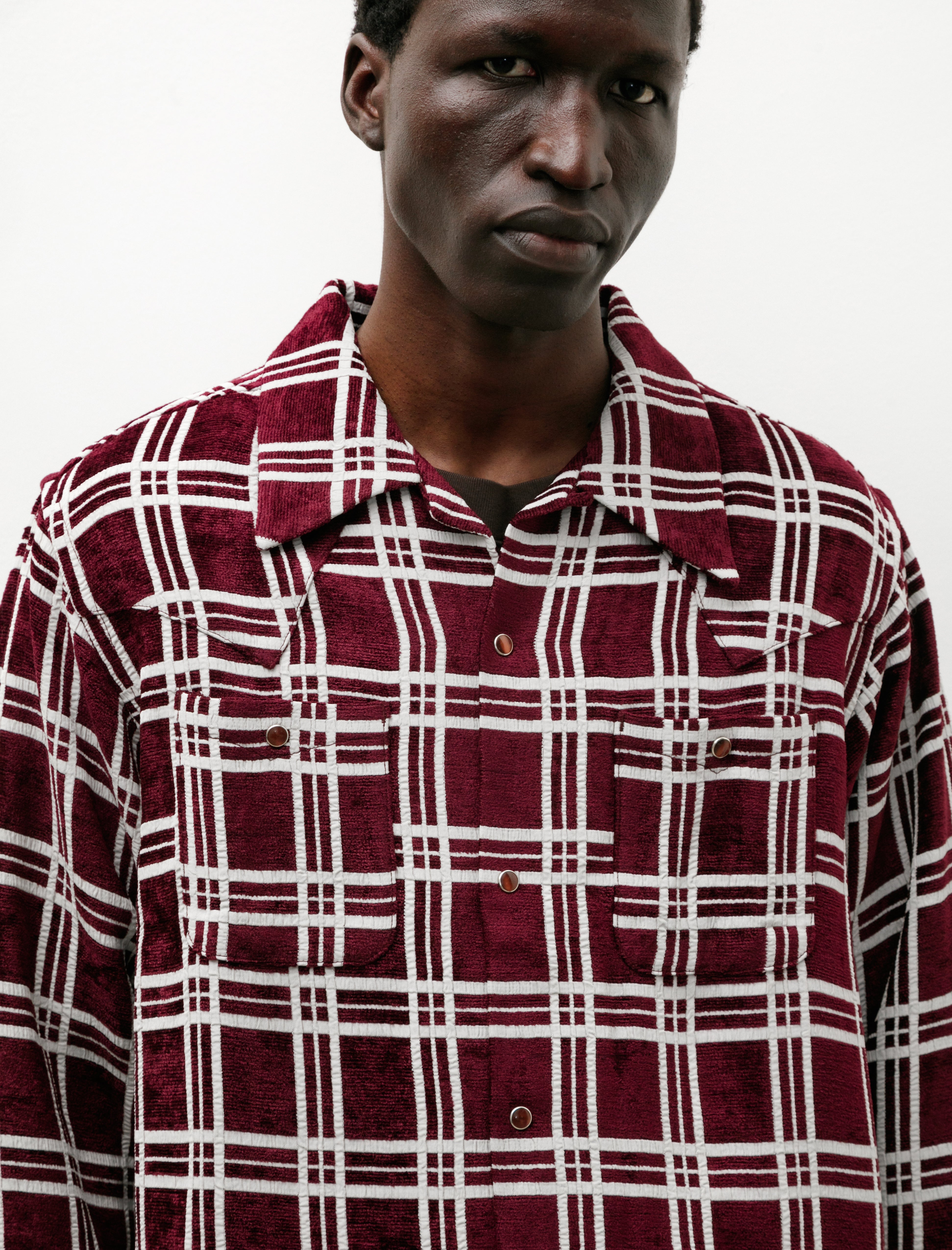 Needles Cowboy One Up Shirt Mall Plaid Bordeaux