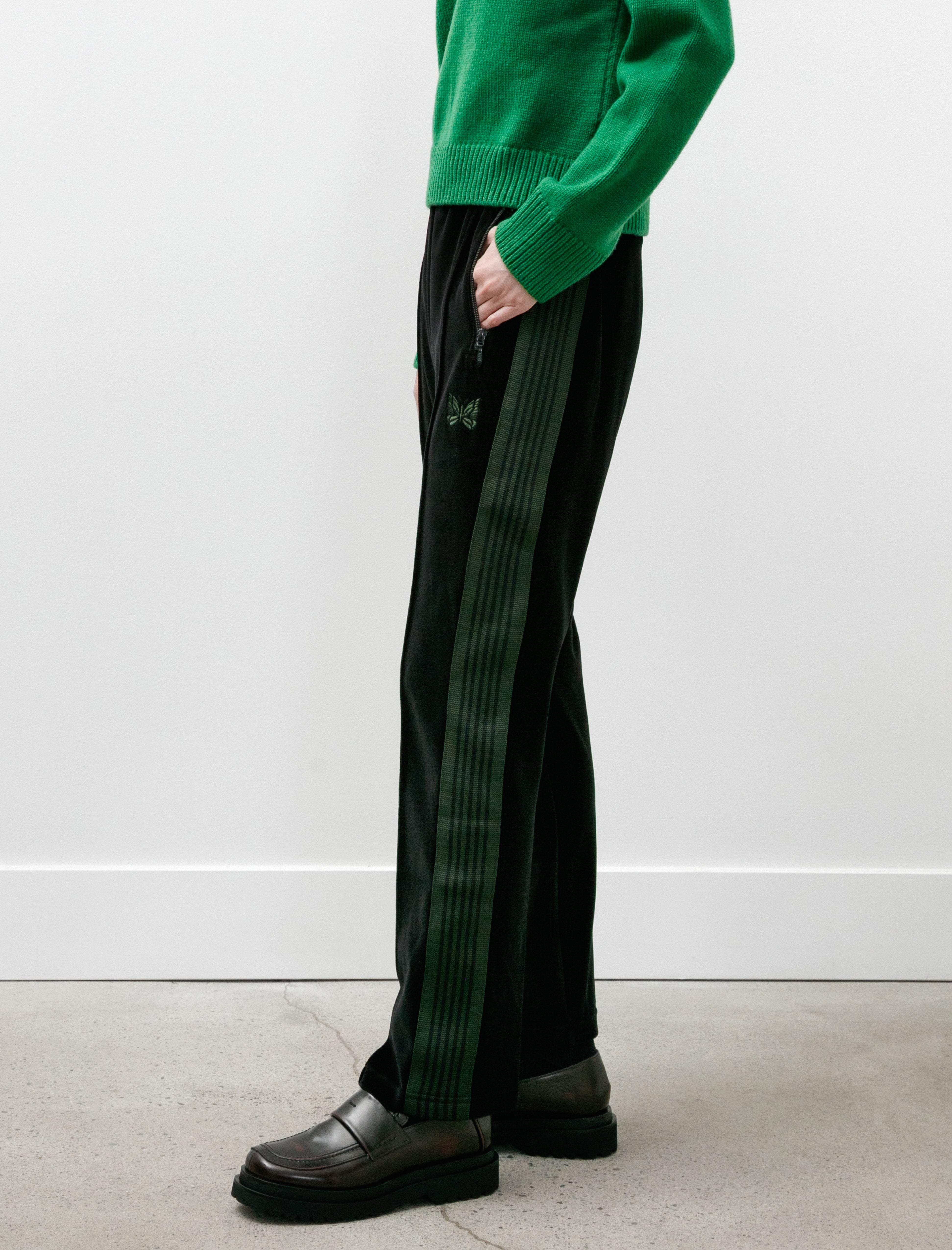 Needles Narrow Track Pants Velour Black