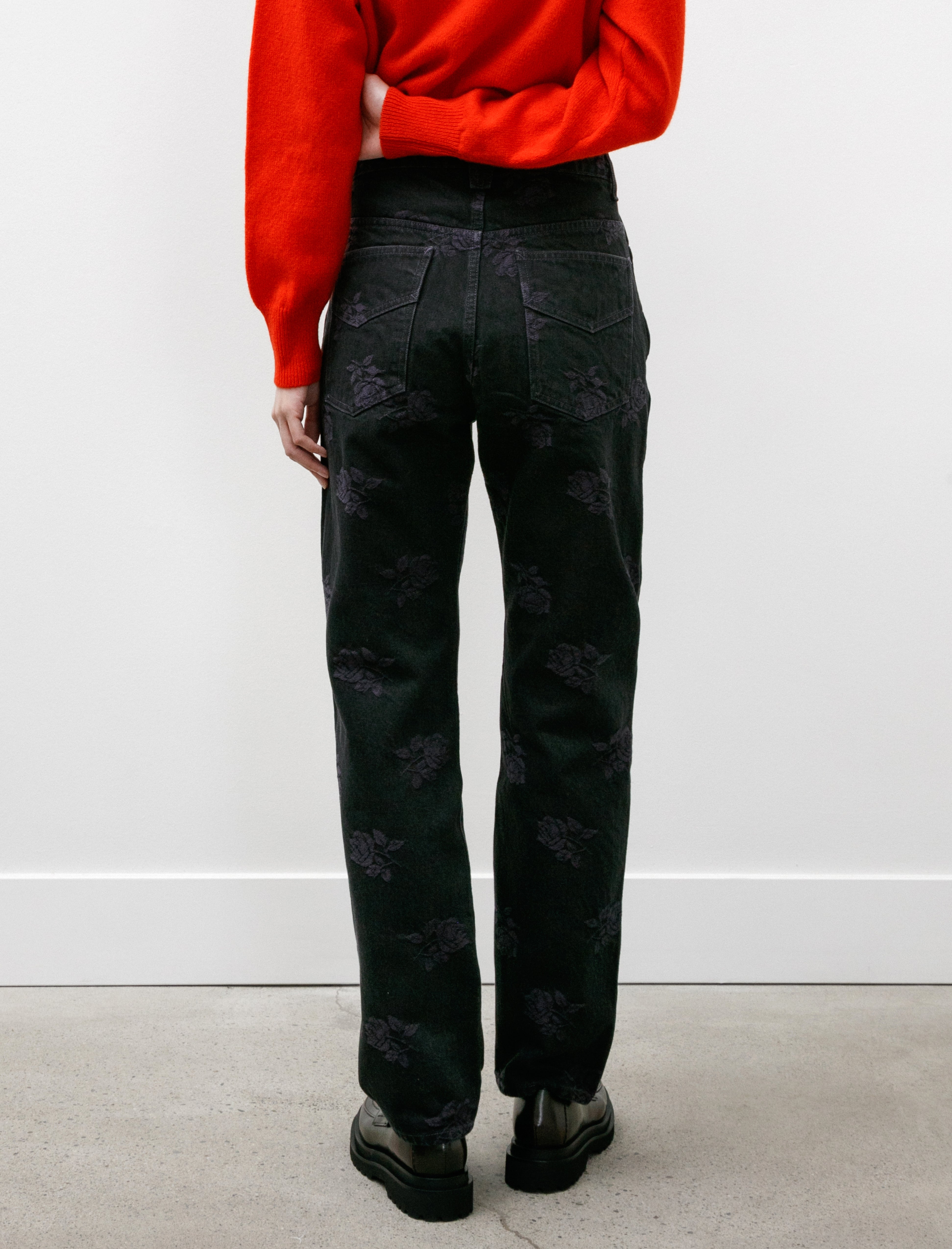 Needles Straight Jean Black Purple Roses