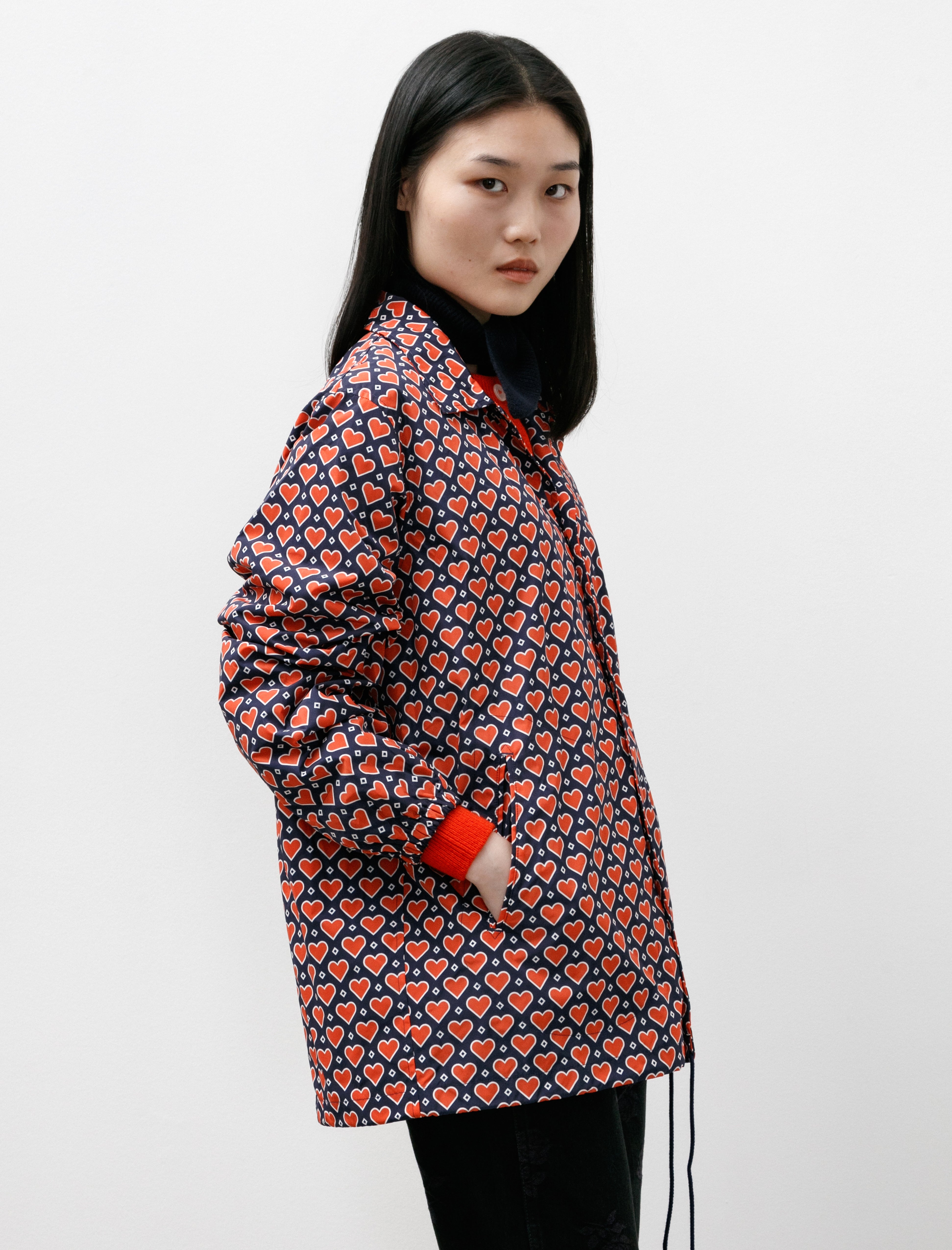 Needles Coach Jacket Navy Heart