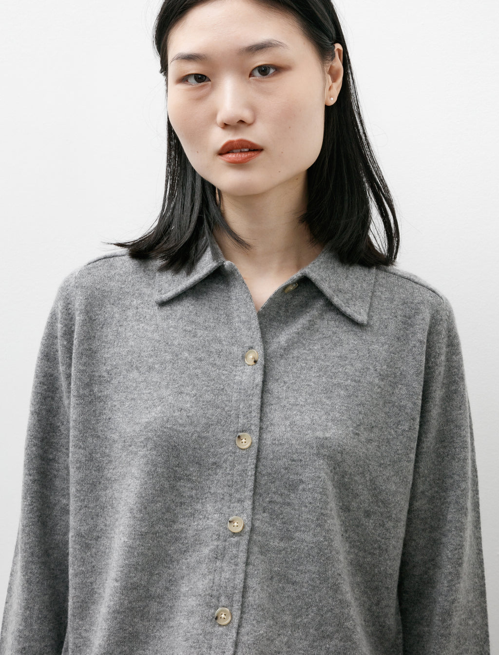 Totême Raglan Sleeve Cashmere Shirt Grey Mélange – Neighbour