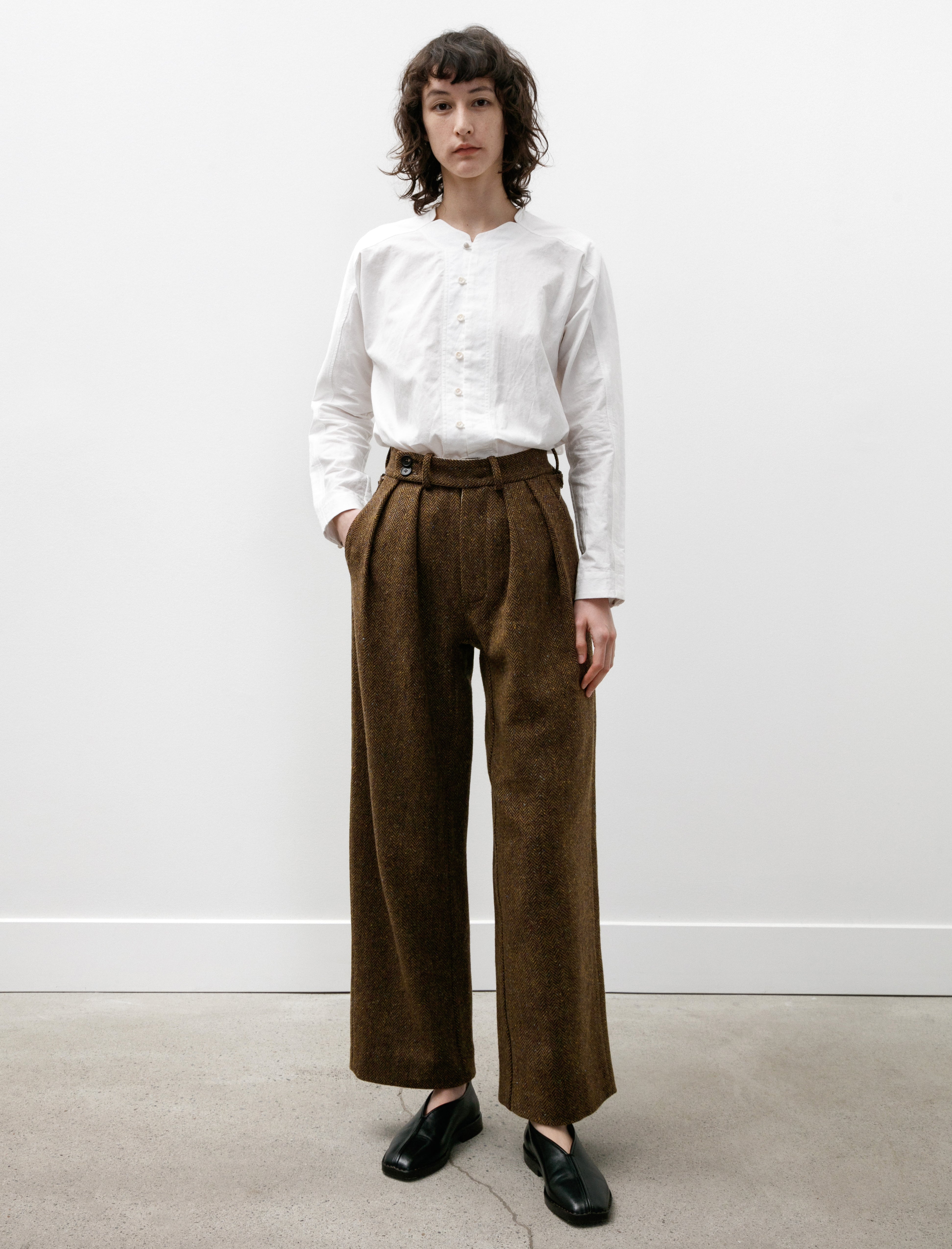 SeventyFive Donegal Pleated Trousers Cascade