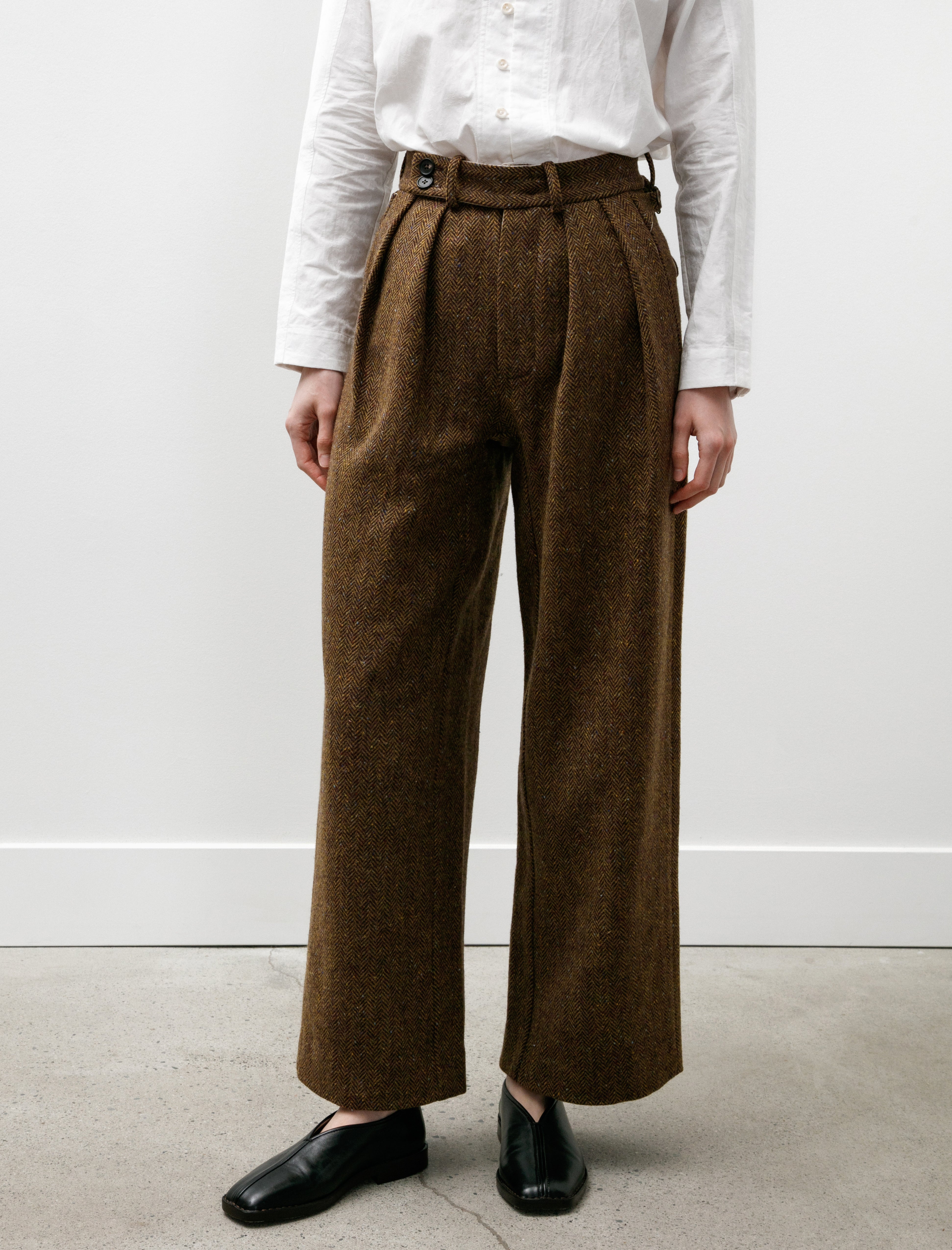 SeventyFive Donegal Pleated Trousers Cascade