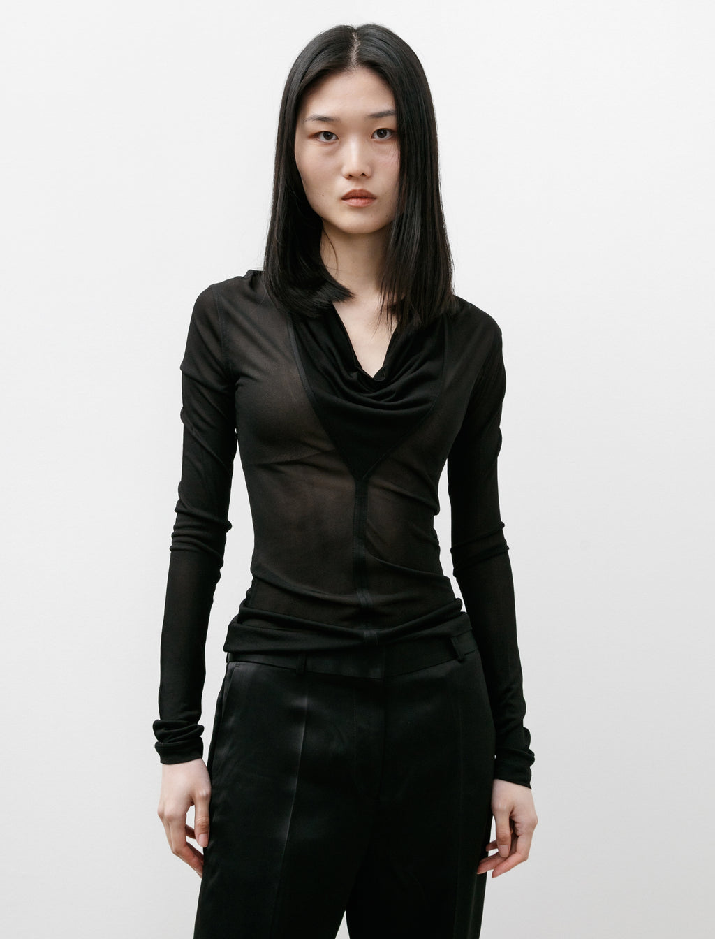 Totême Draped V-Neck Top Black – Neighbour