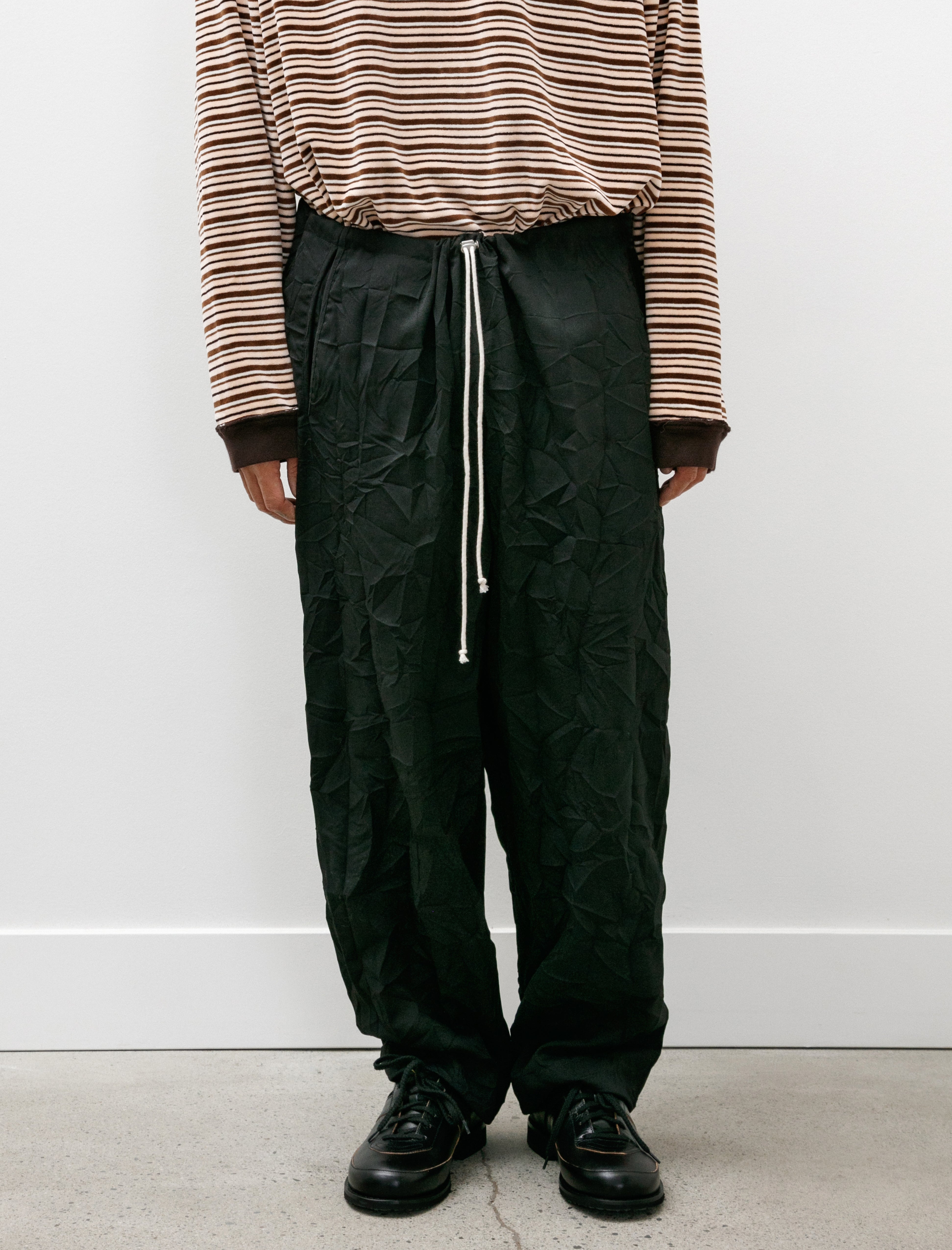 Camiel Fortgens Simple Pants Wrinkled Twill Black