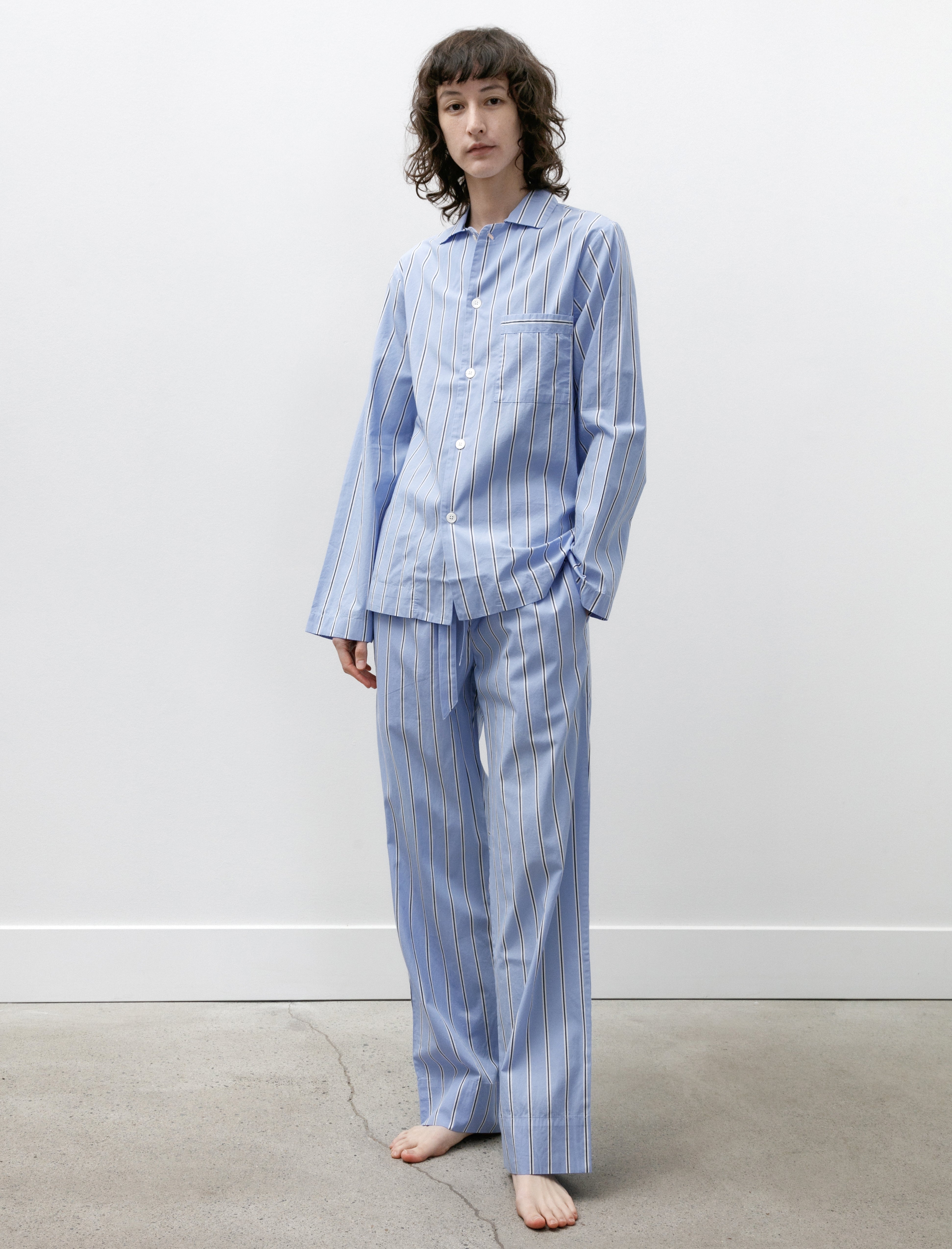 Tekla Poplin Pyjama Shirt Bassett Stripes