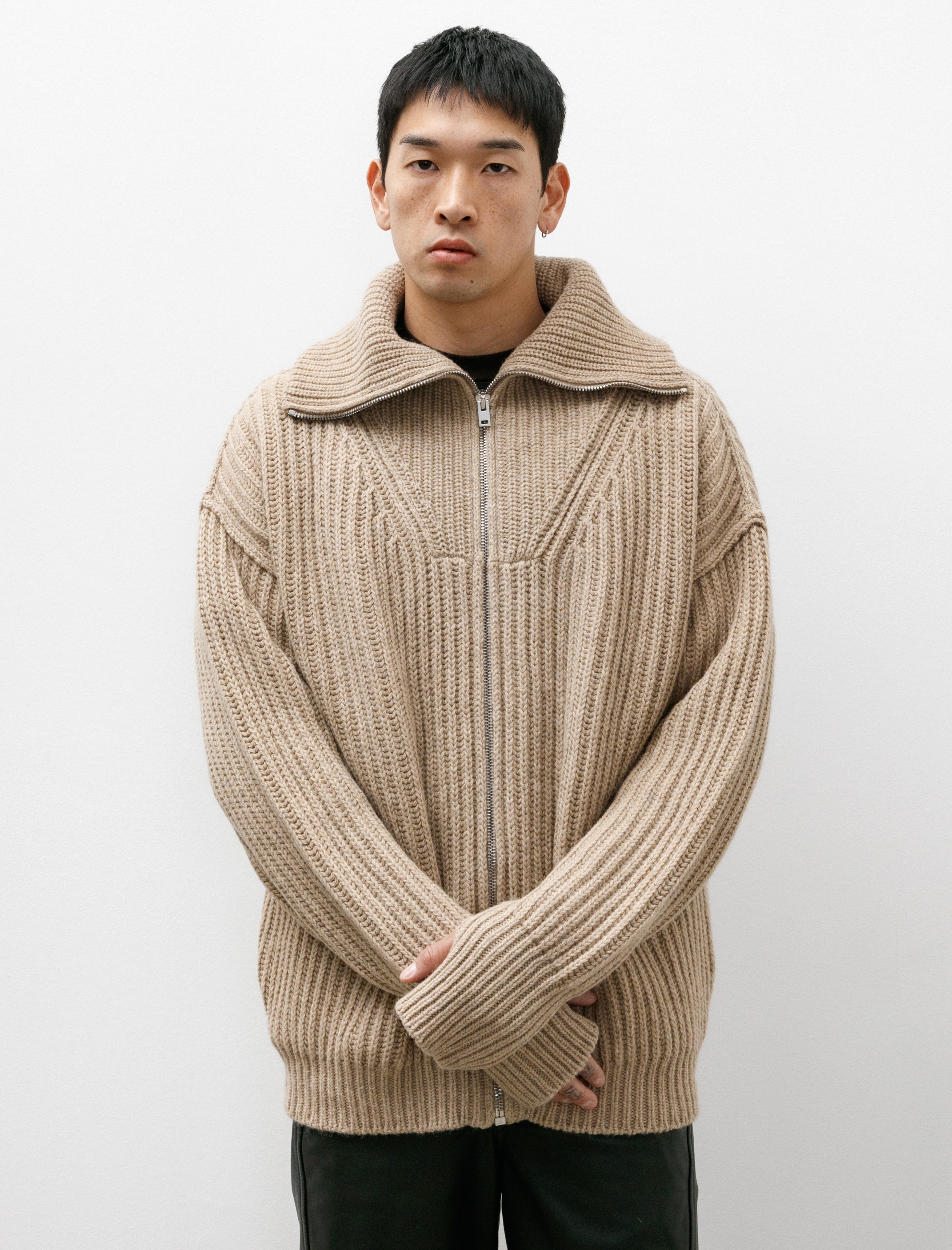 Lemaire Zipped Cardigan Natural Beige