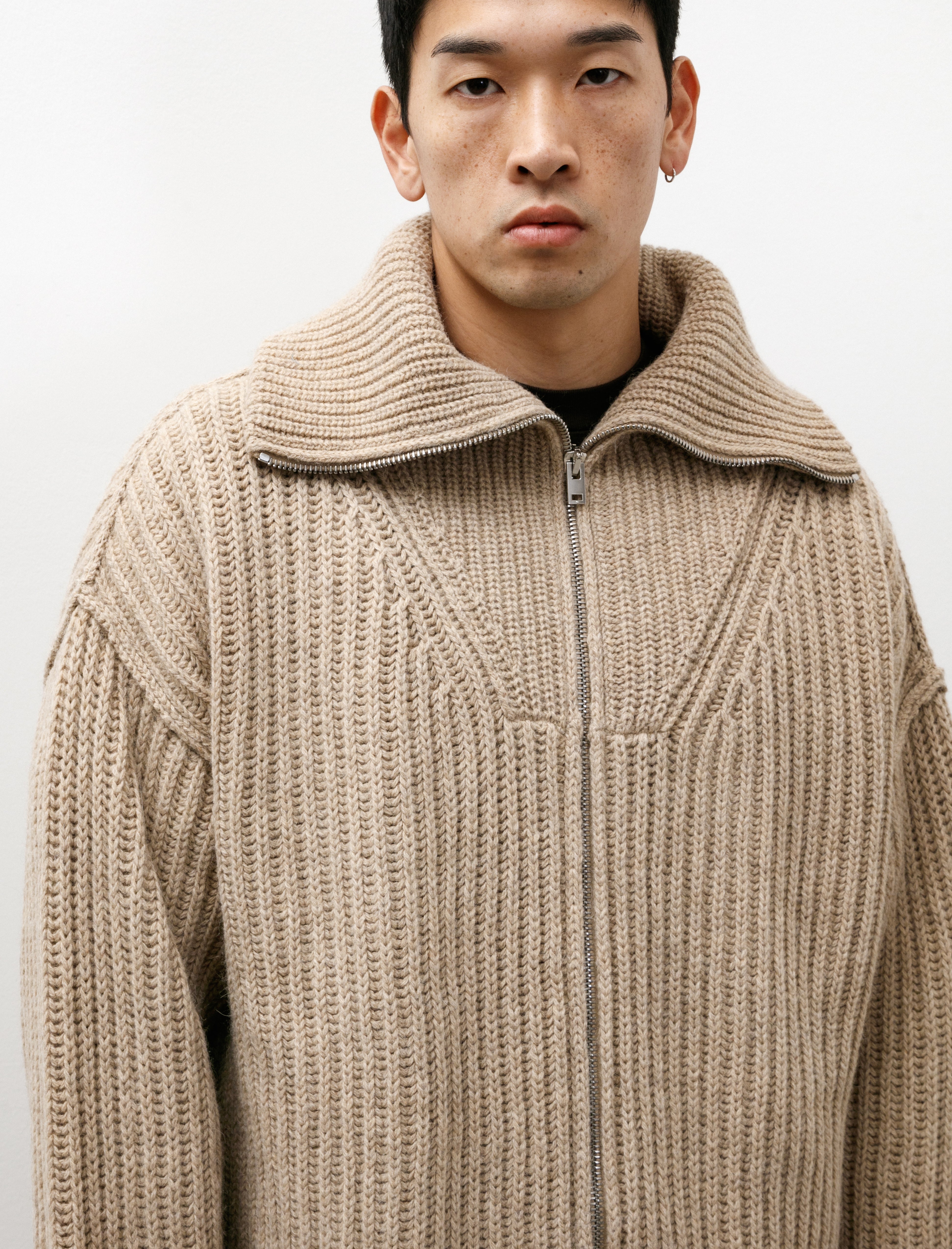 Lemaire Zipped Cardigan Natural Beige