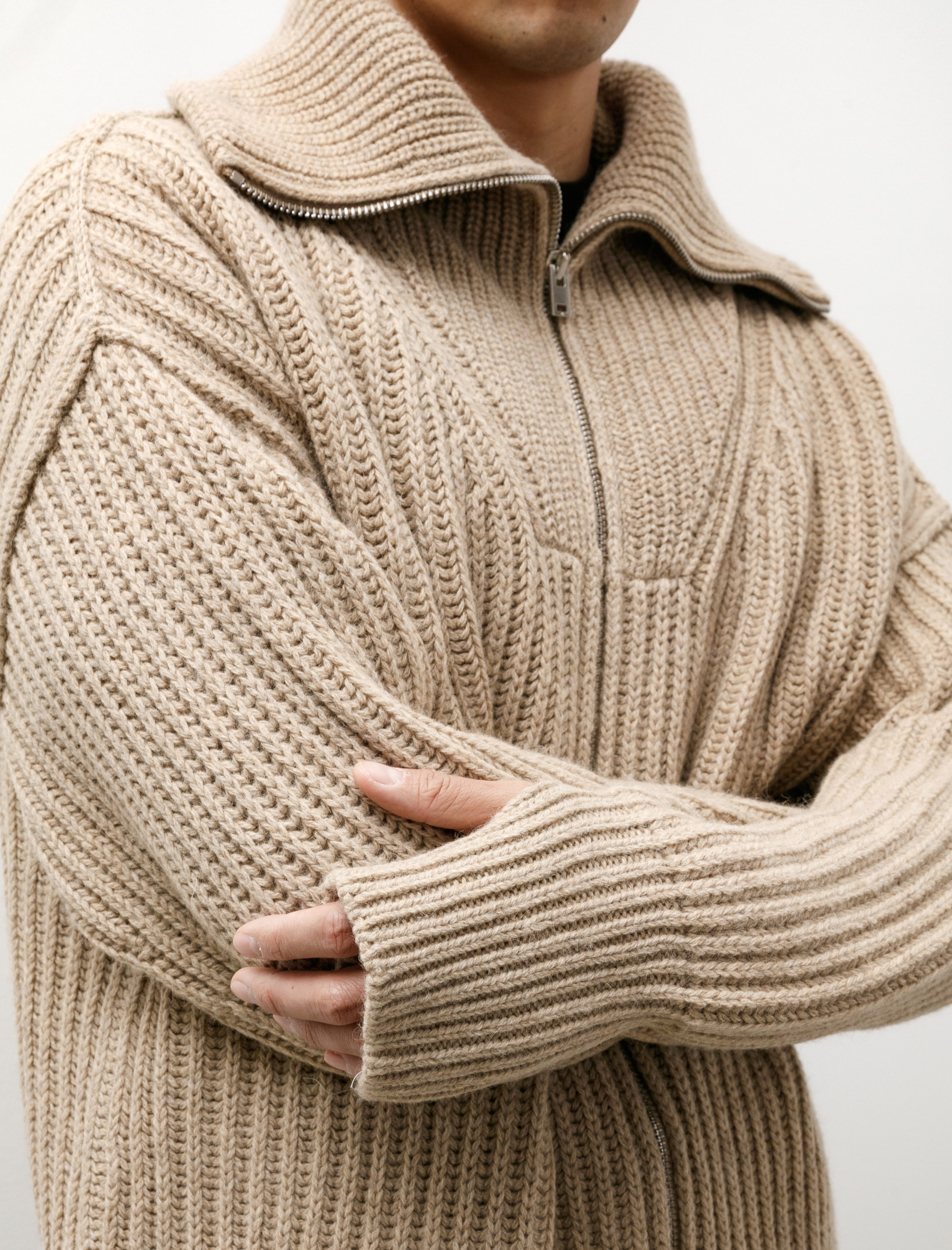 Lemaire Zipped Cardigan Natural Beige