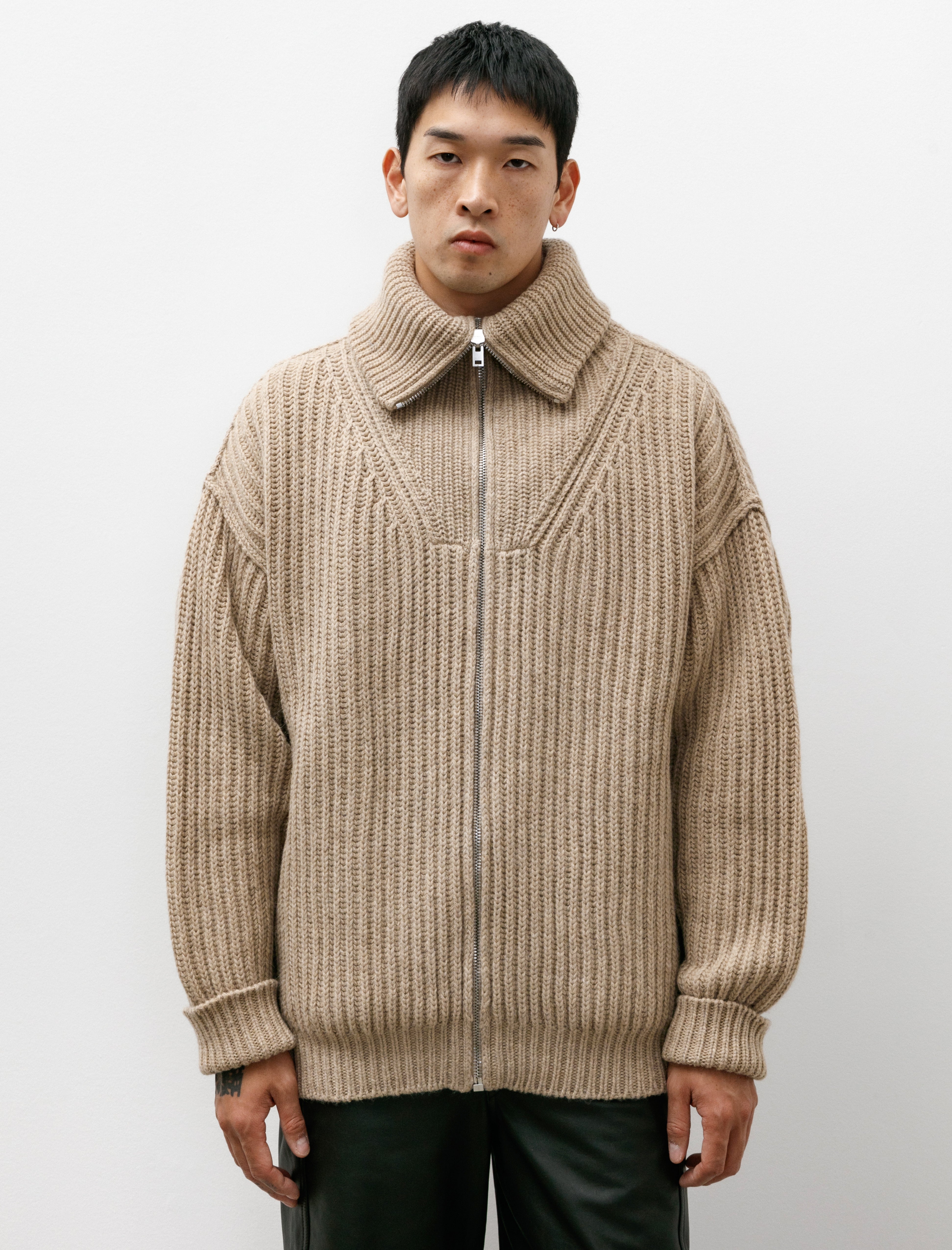 Lemaire Zipped Cardigan Natural Beige