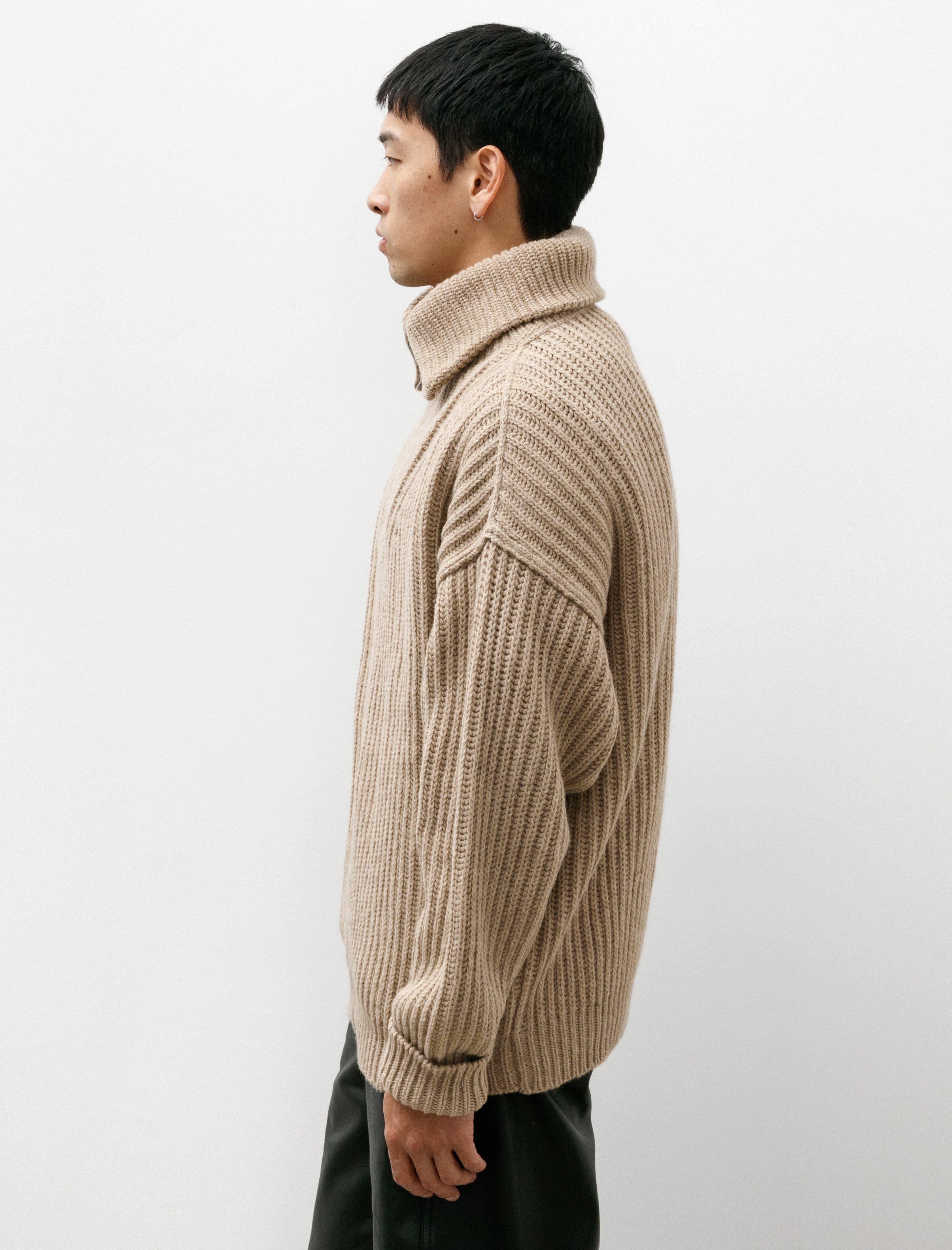 Lemaire Zipped Cardigan Natural Beige