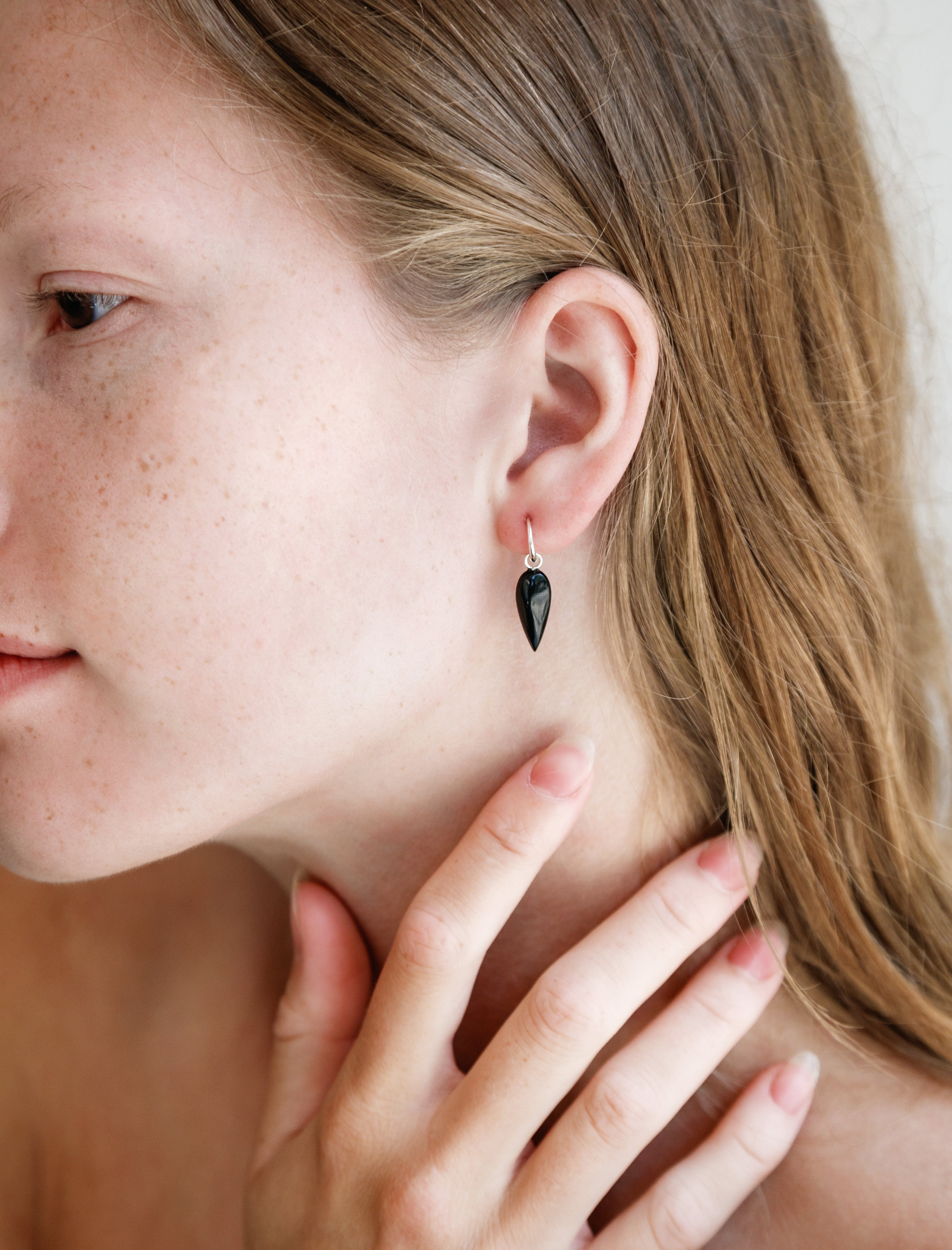 Sophie Buhai Tiny Spear Hoops in Onyx