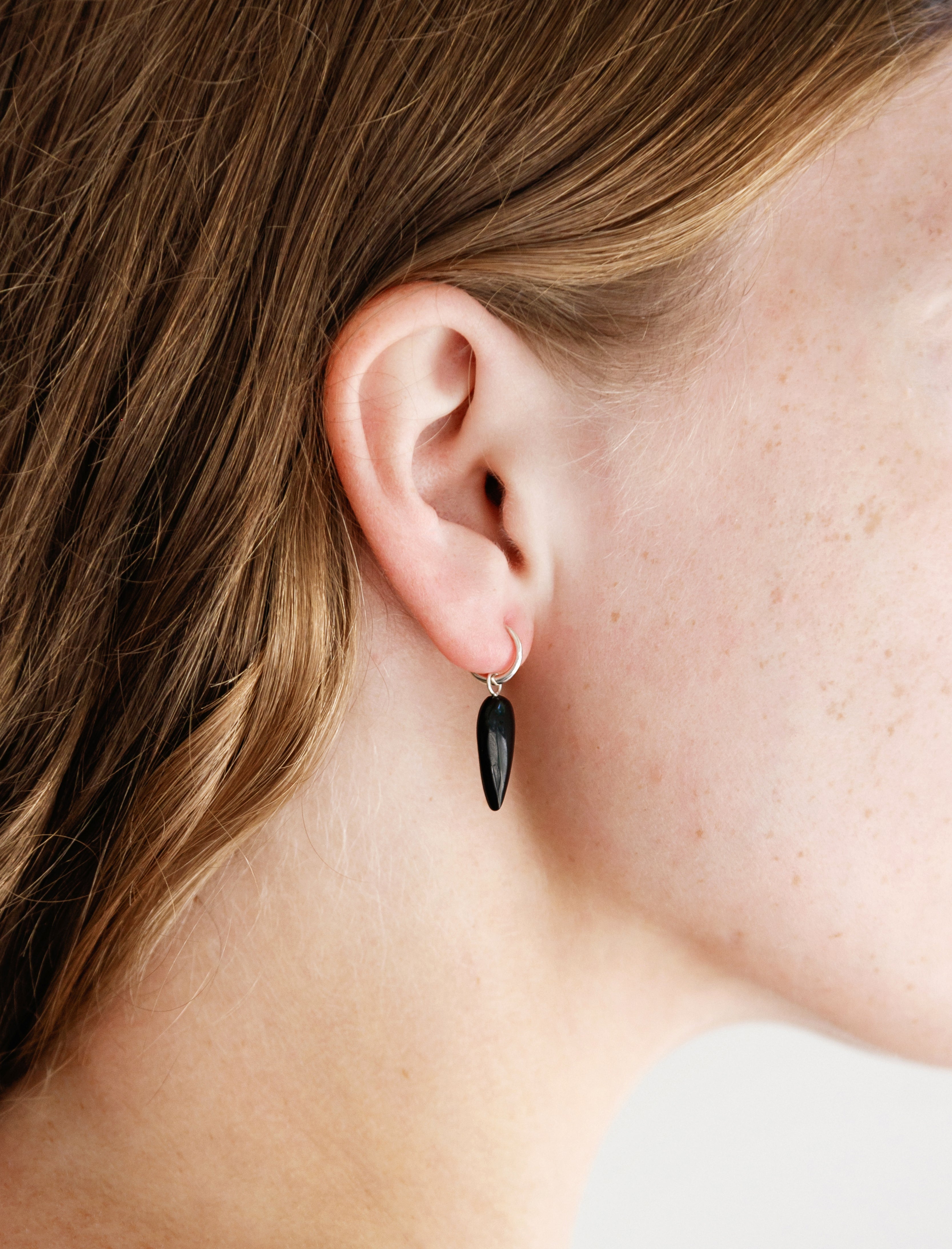 Sophie Buhai Tiny Spear Hoops in Onyx