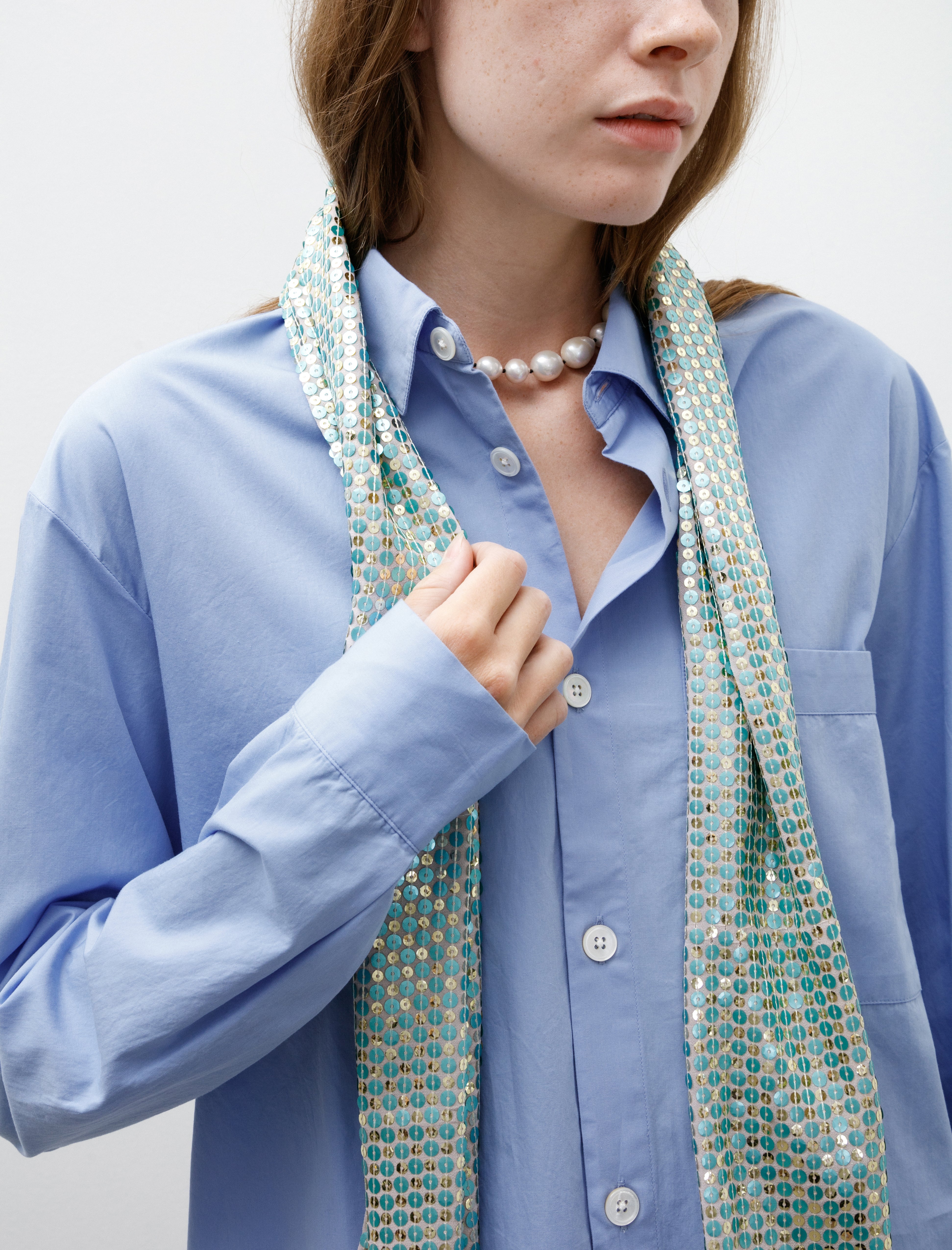 Hiro Yamamoto Hand Stitched Scarf With Sequins