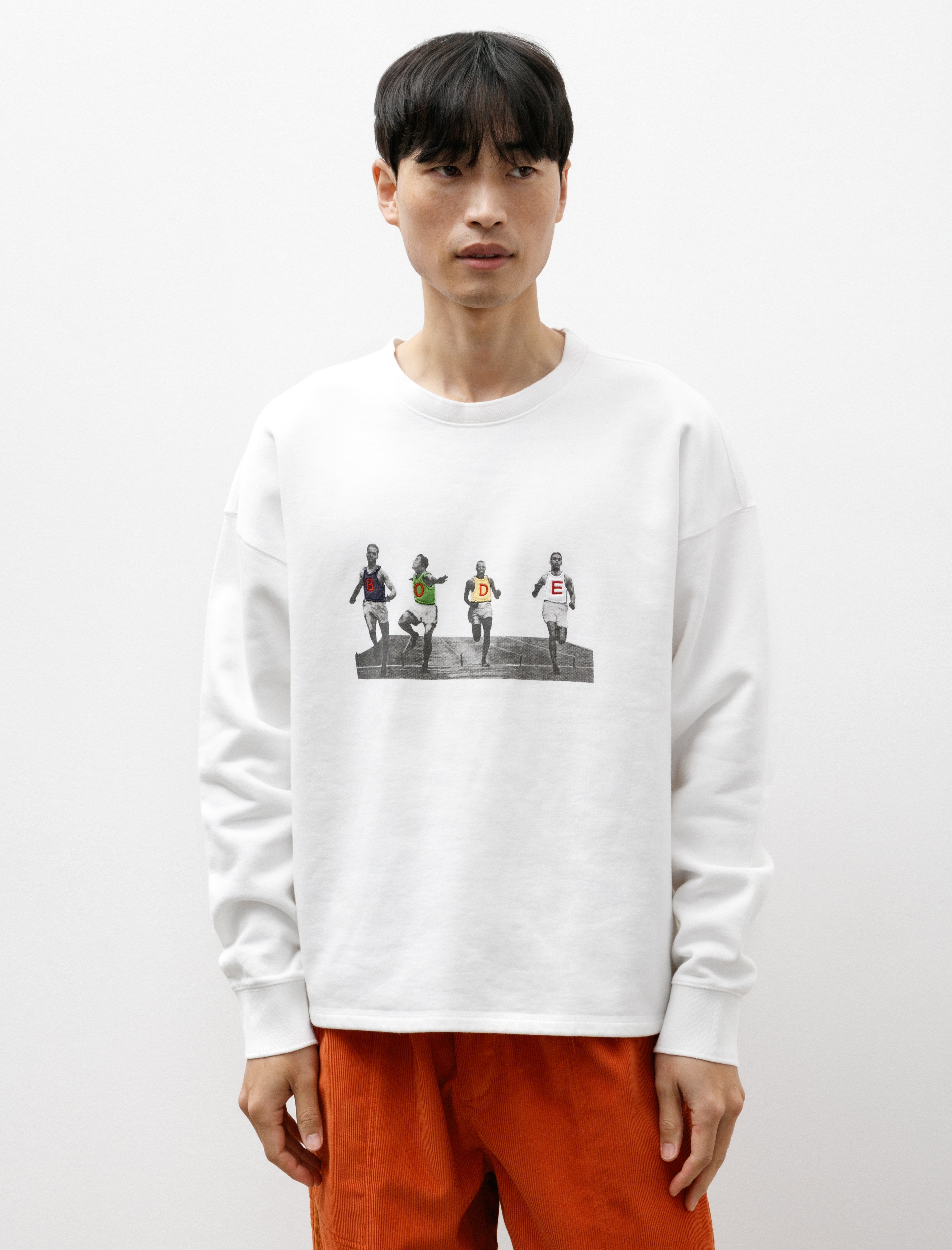 Bode Finish Line Crewneck Cream