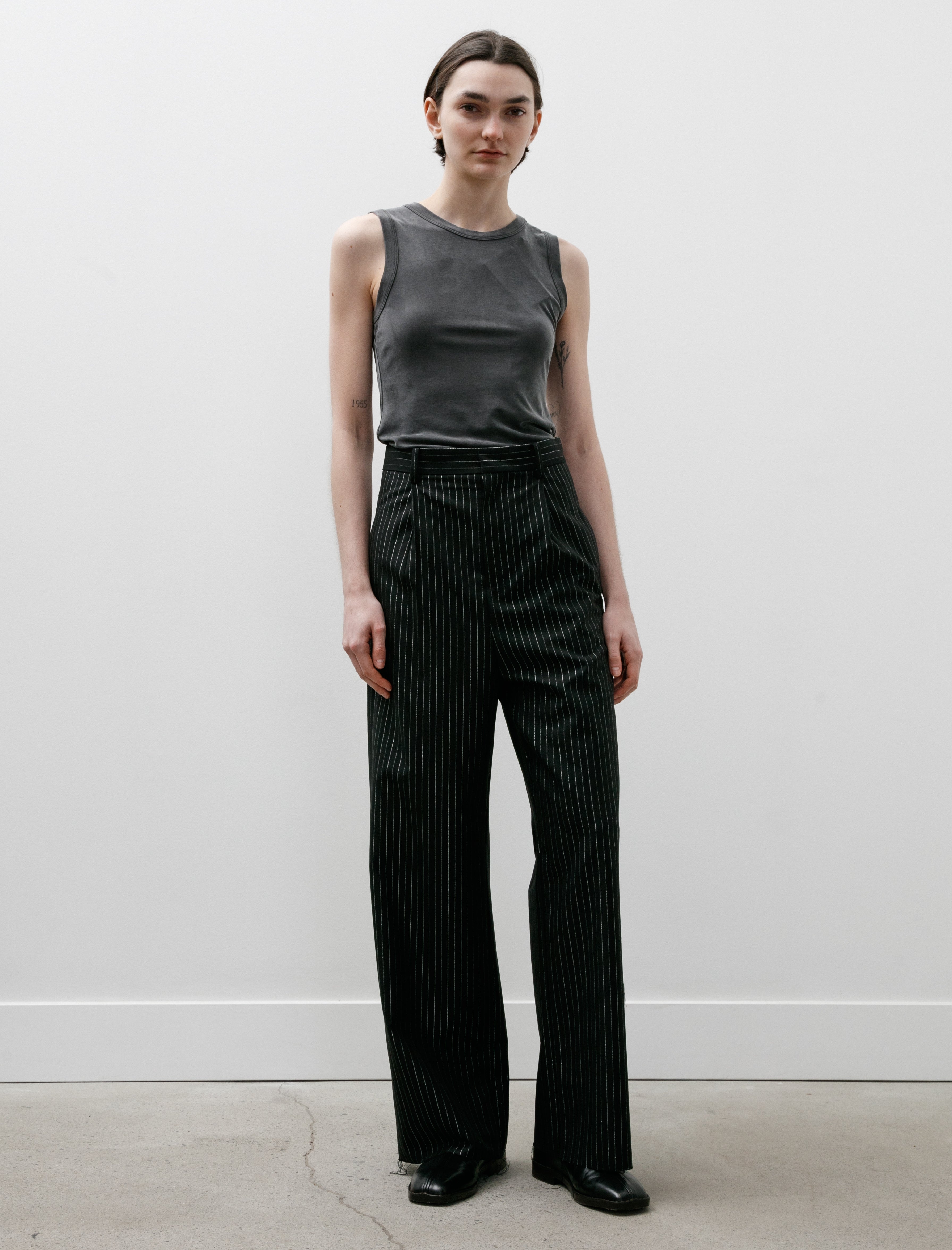 Kanako Sakai Pinstriped Trousers Black