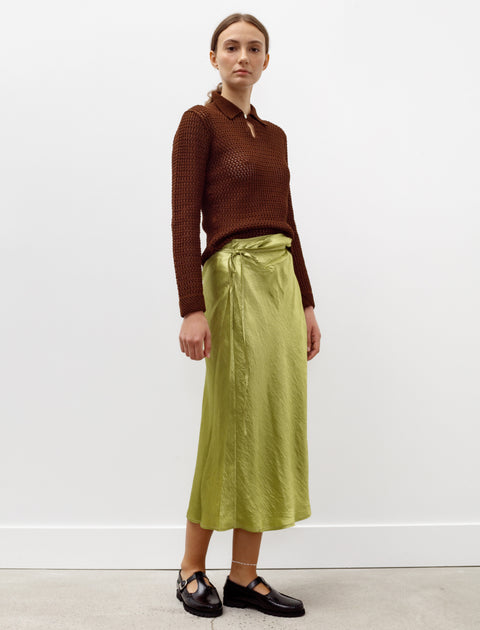 Acne Studios Satin Wrap Skirt Light Olive