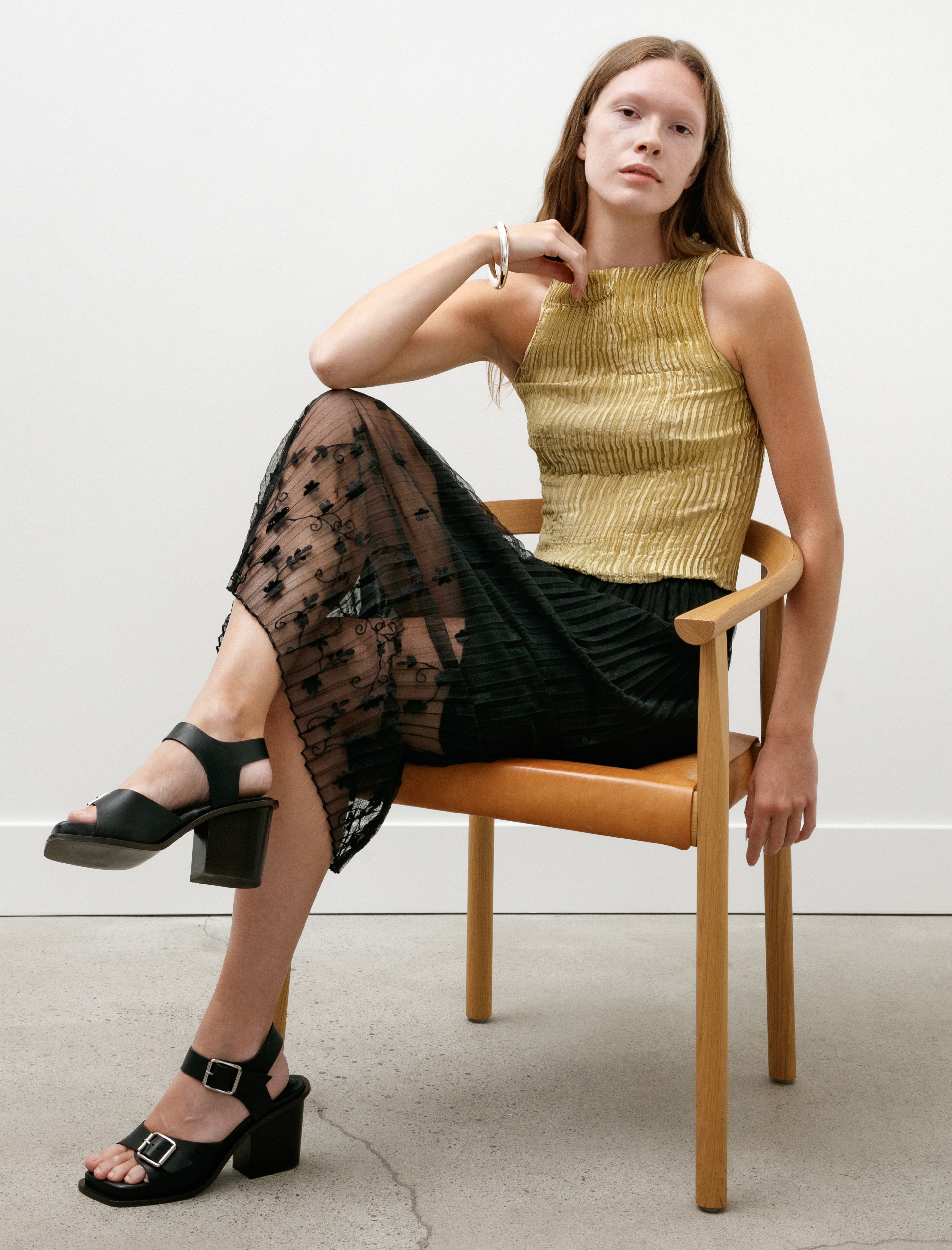 Totême Floral Tulle Skirt Black