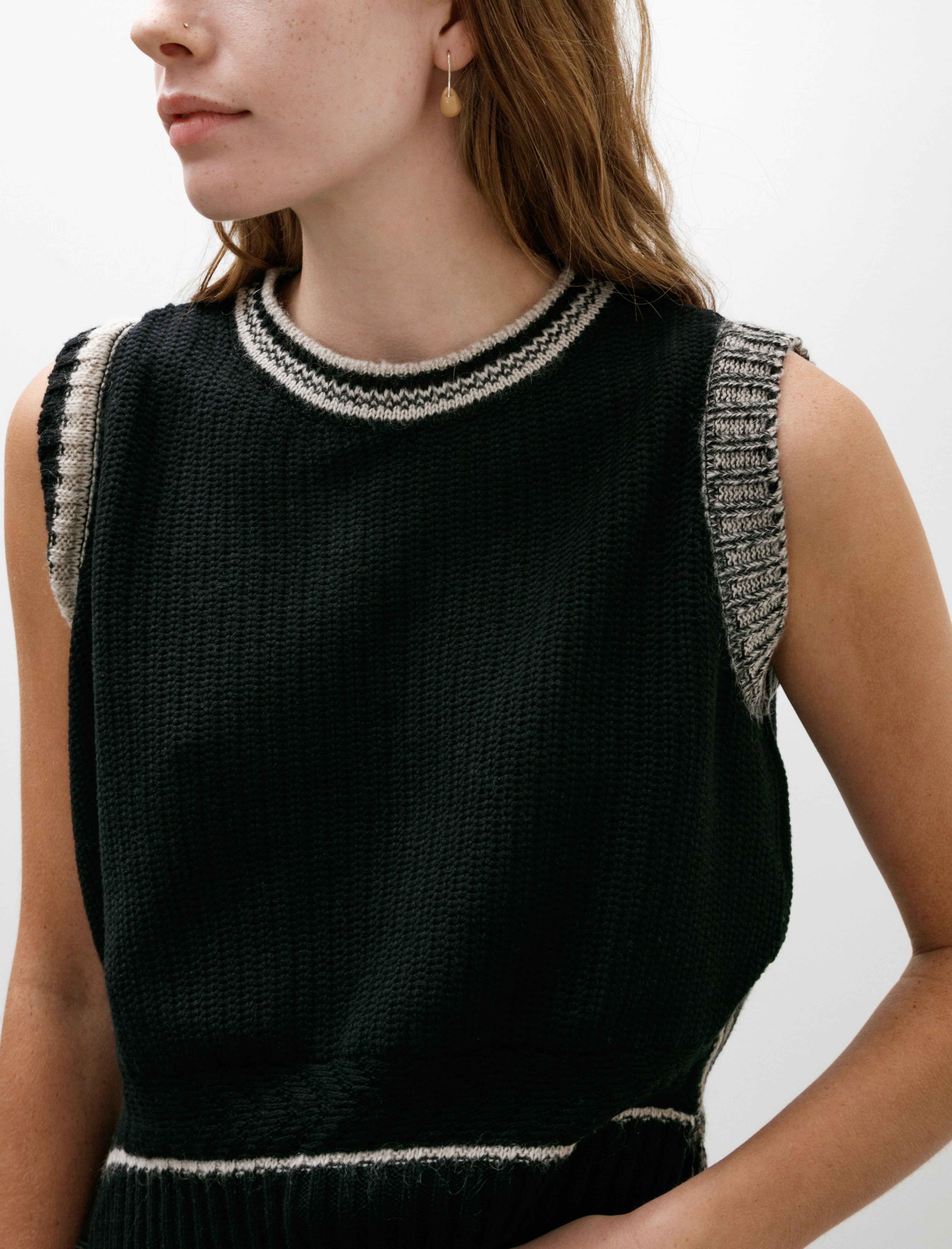 Y's by Yohji Yamamoto-Design Knit Vest Black/White