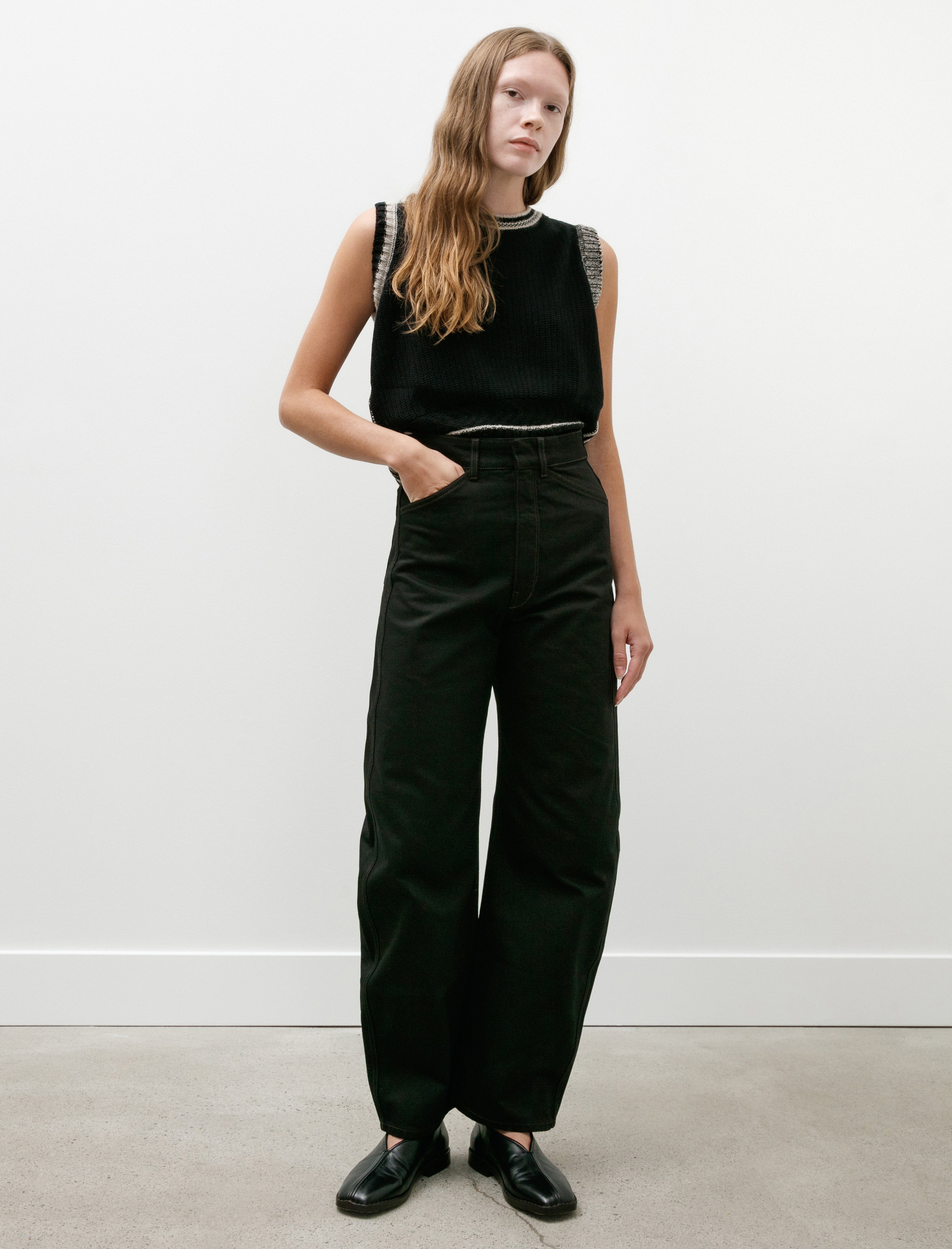 Lemaire High Waisted Curved Pants Black