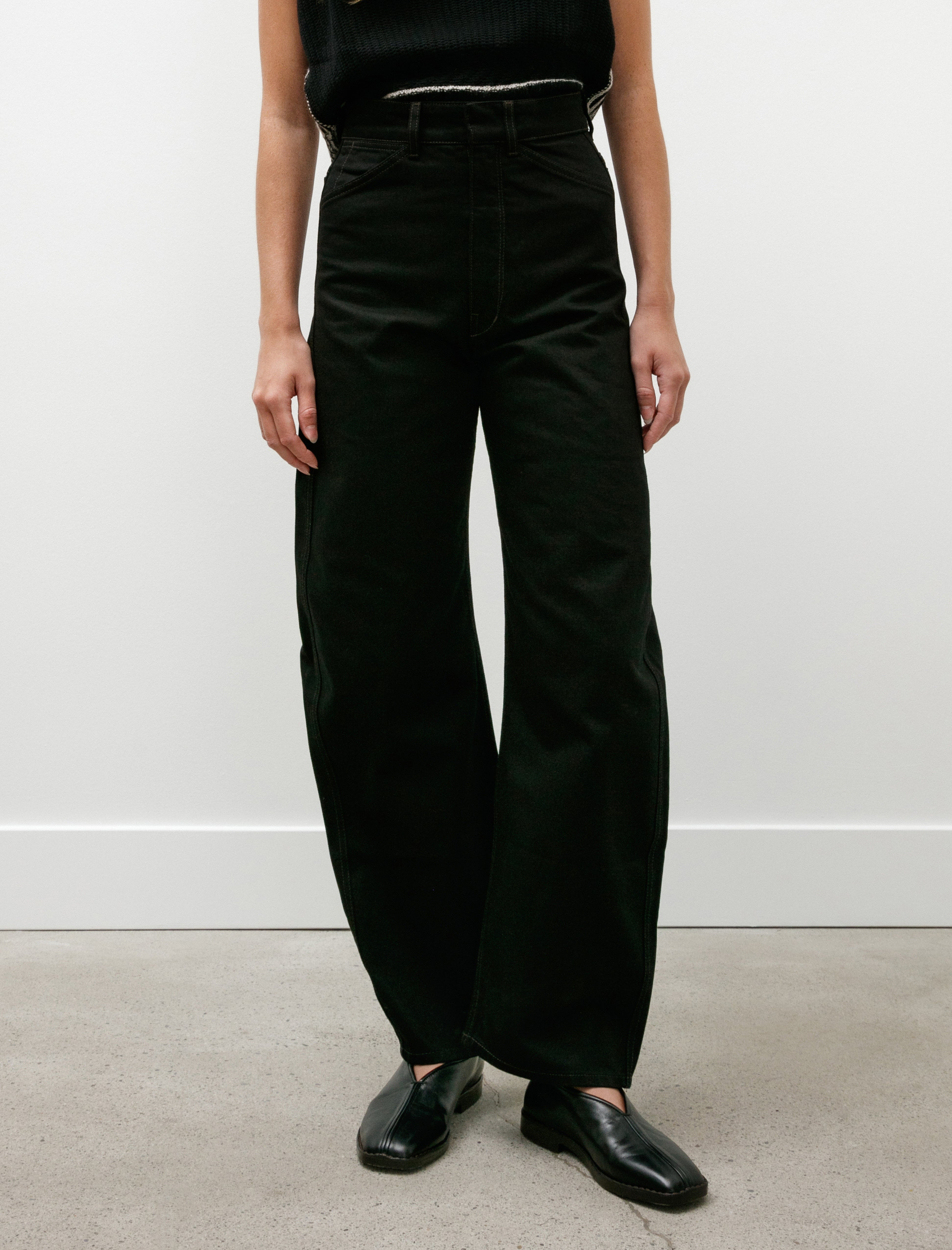 Lemaire High Waisted Curved Pants Black