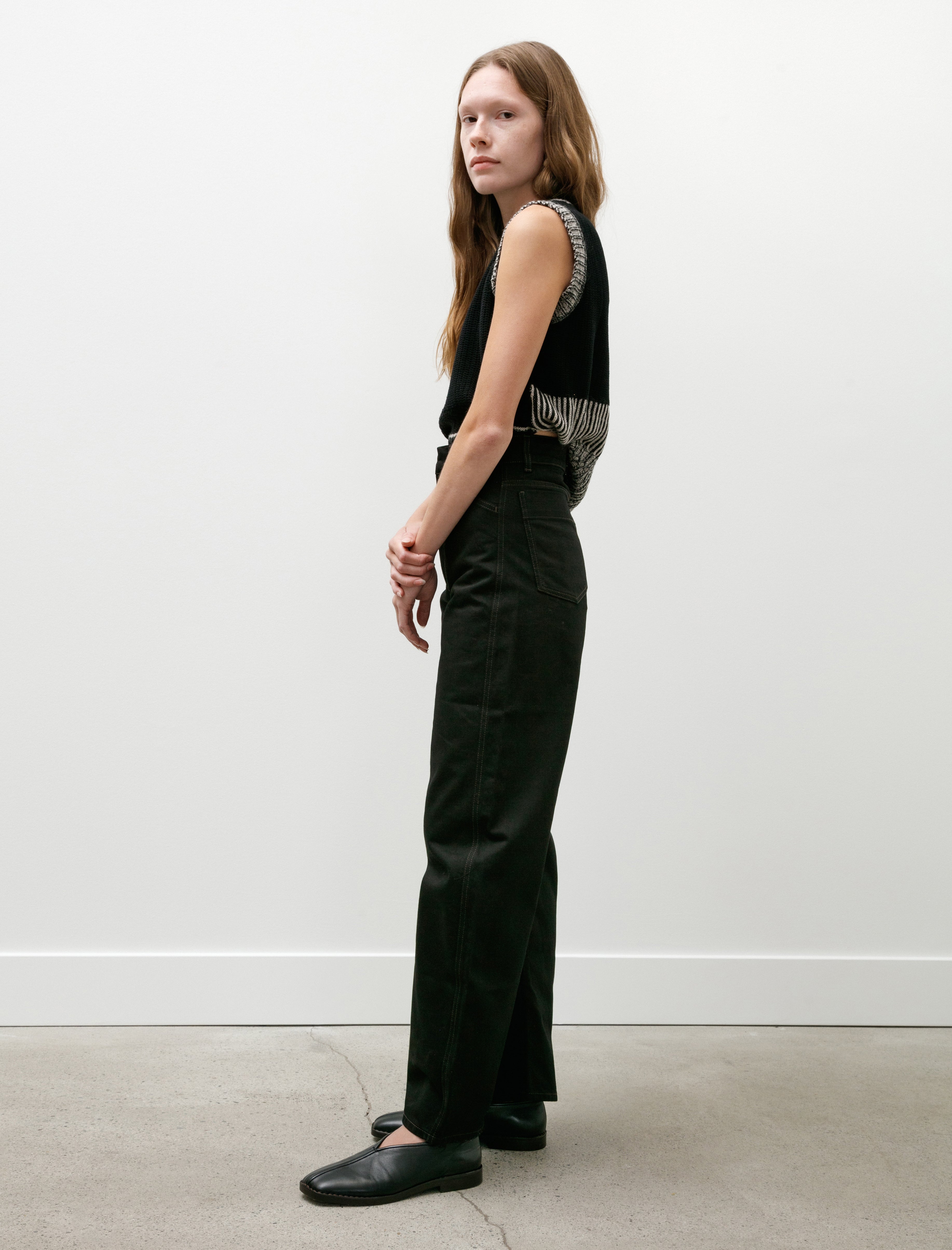 Lemaire High Waisted Curved Pants Black