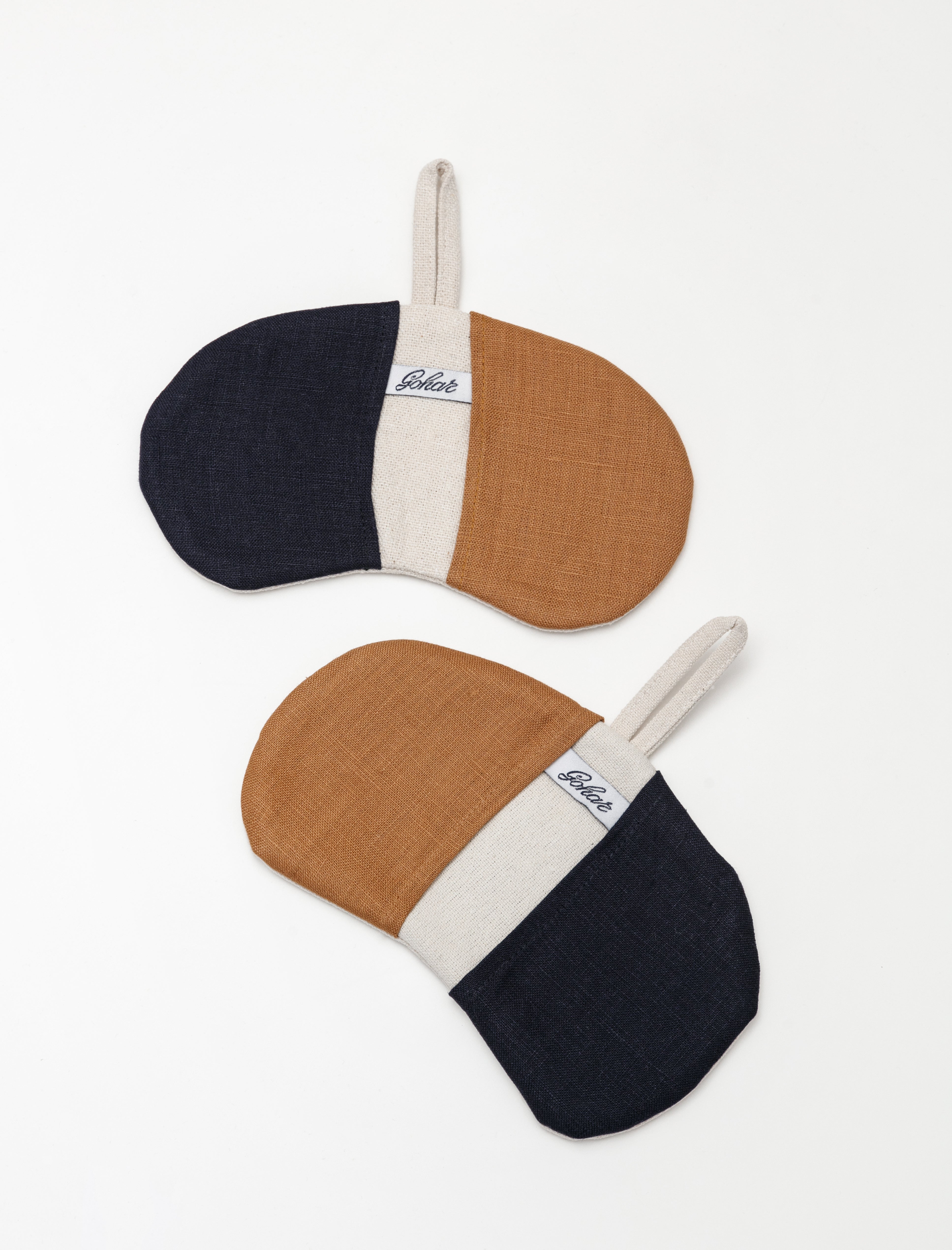 Gohar World Bean Pot Mitts Navy/Brown
