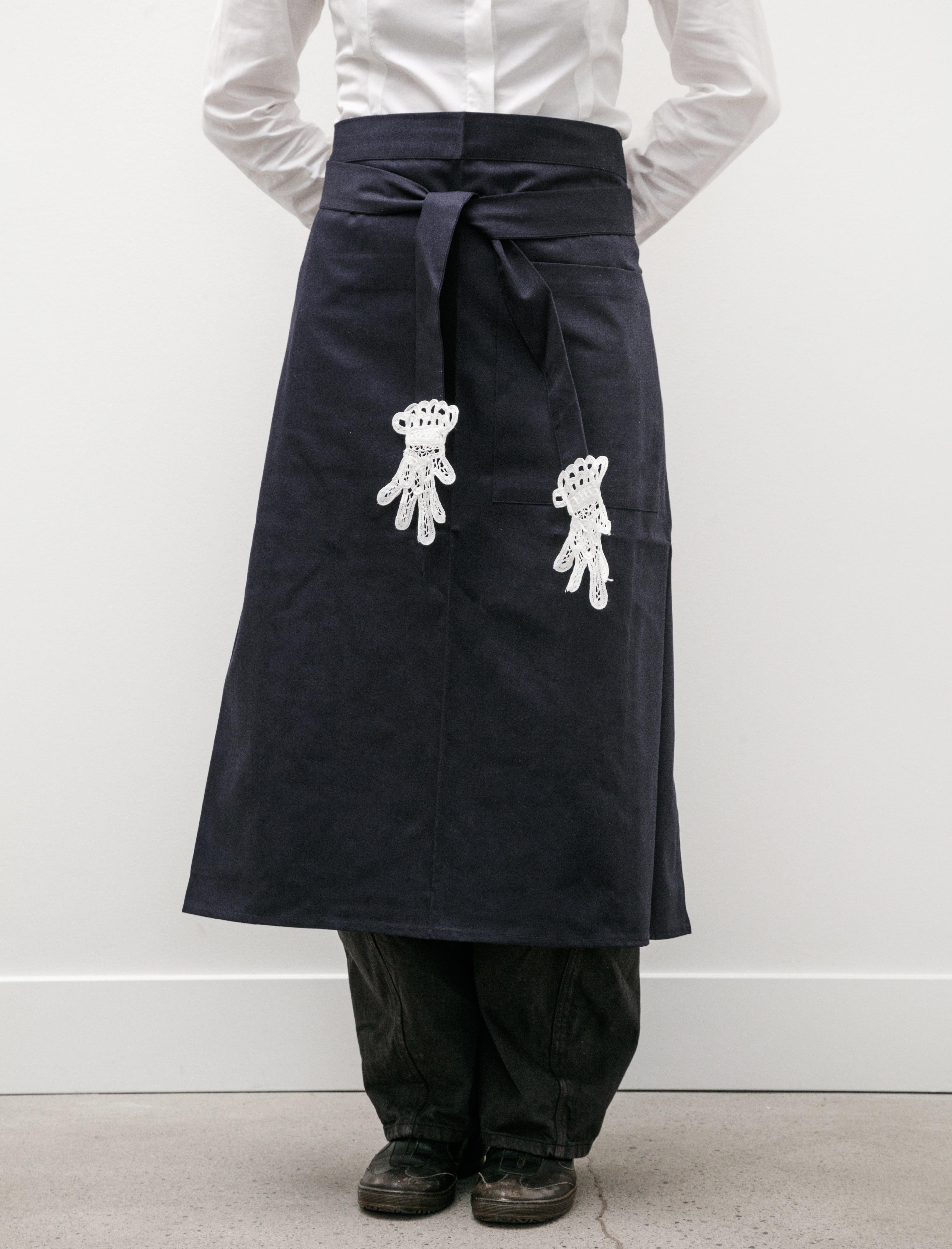 Gohar World Apron with Lace Hands Appliqué Navy
