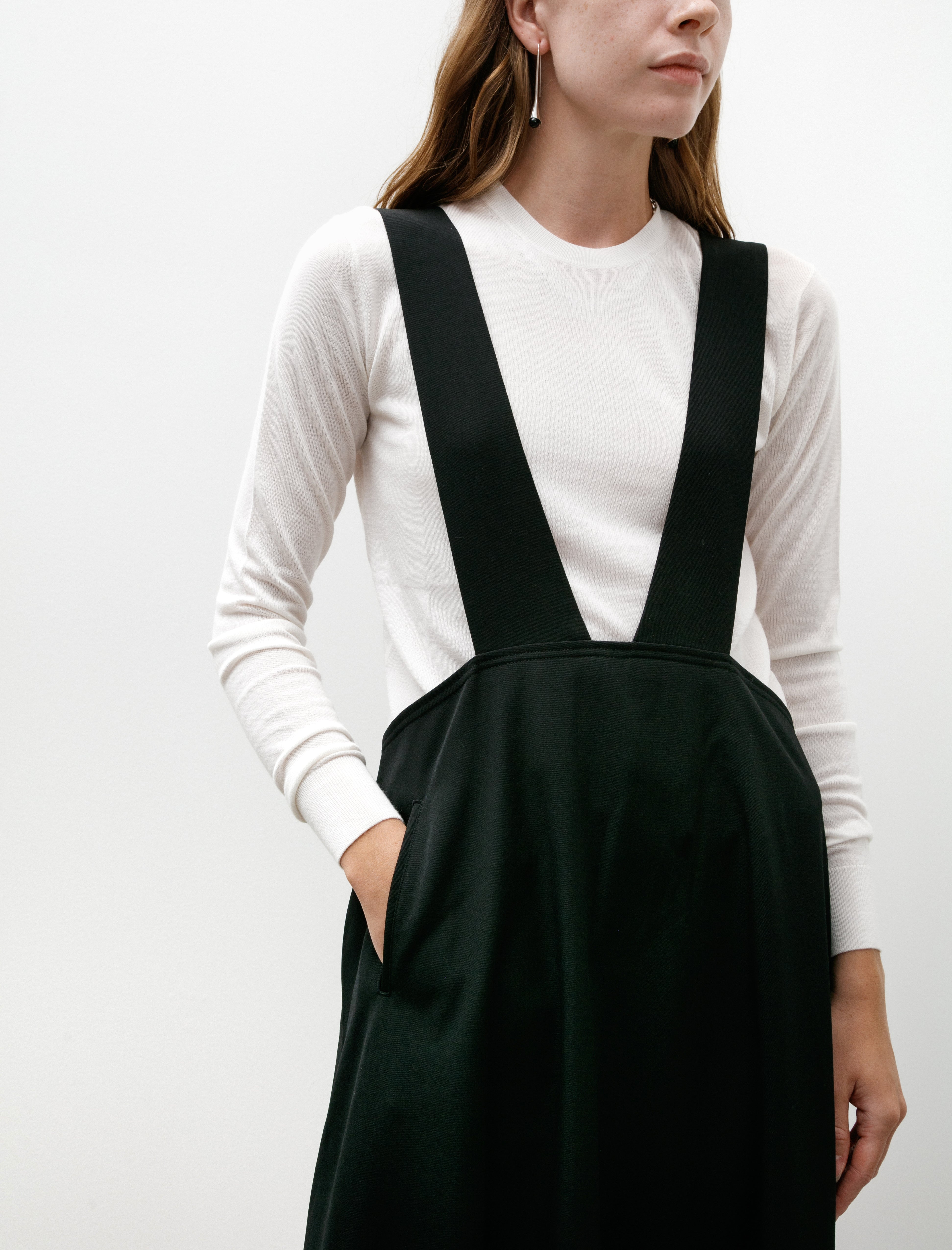 Y's by Yohji Yamamoto-Long Flare Drape Skirt Black