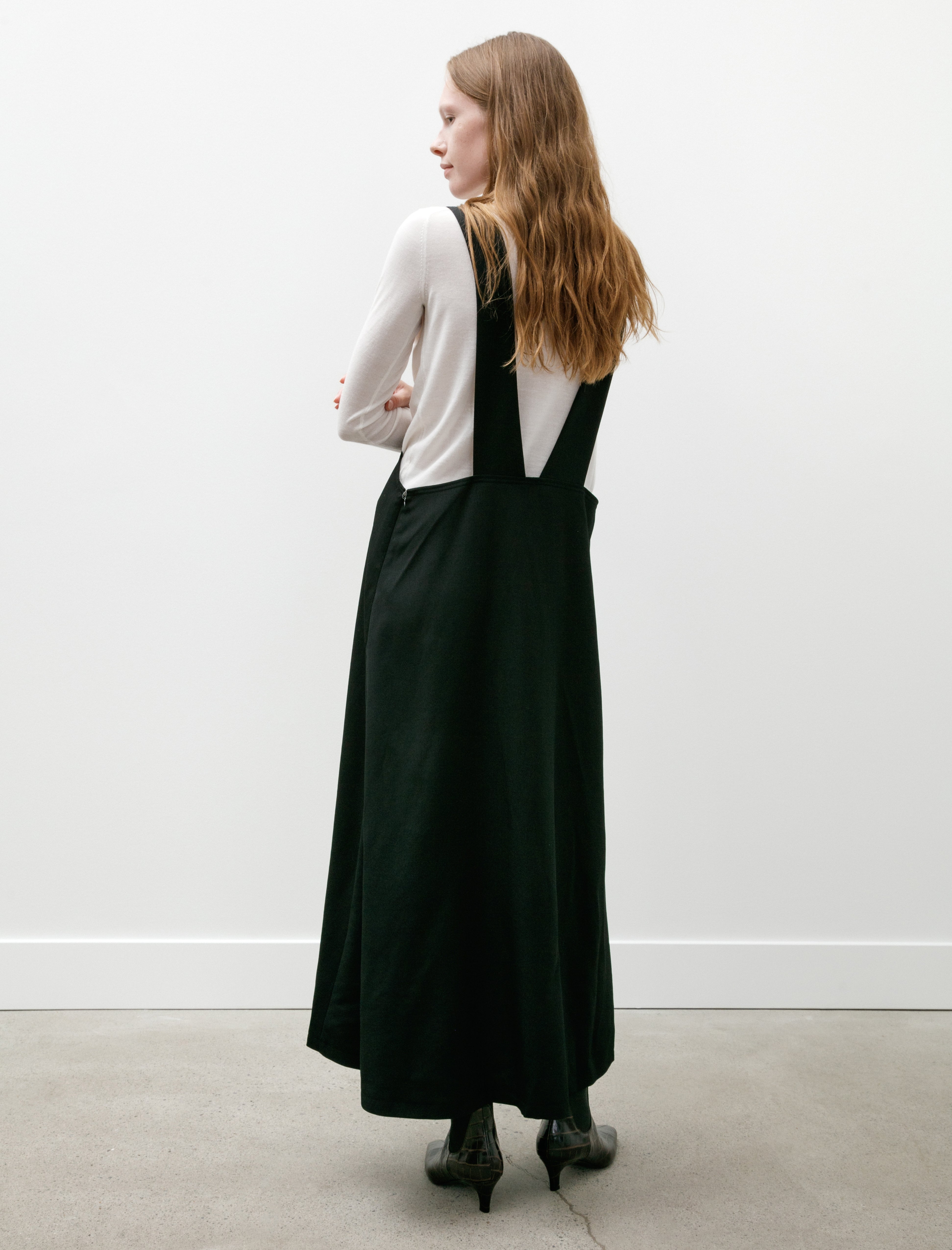 Y's by Yohji Yamamoto-Long Flare Drape Skirt Black