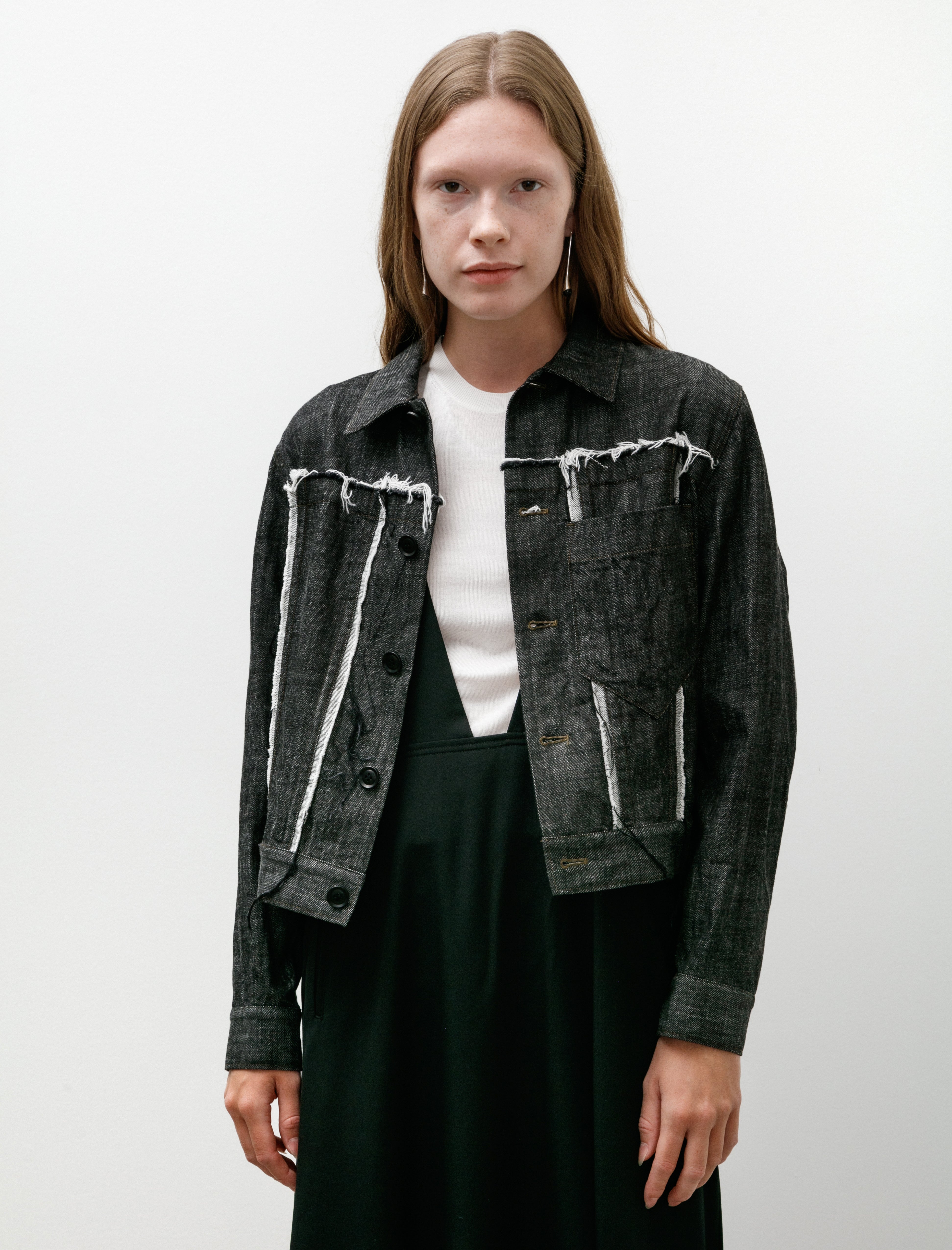 Y's by Yohji Yamamoto-Untrimmed Panel Denim Jacket