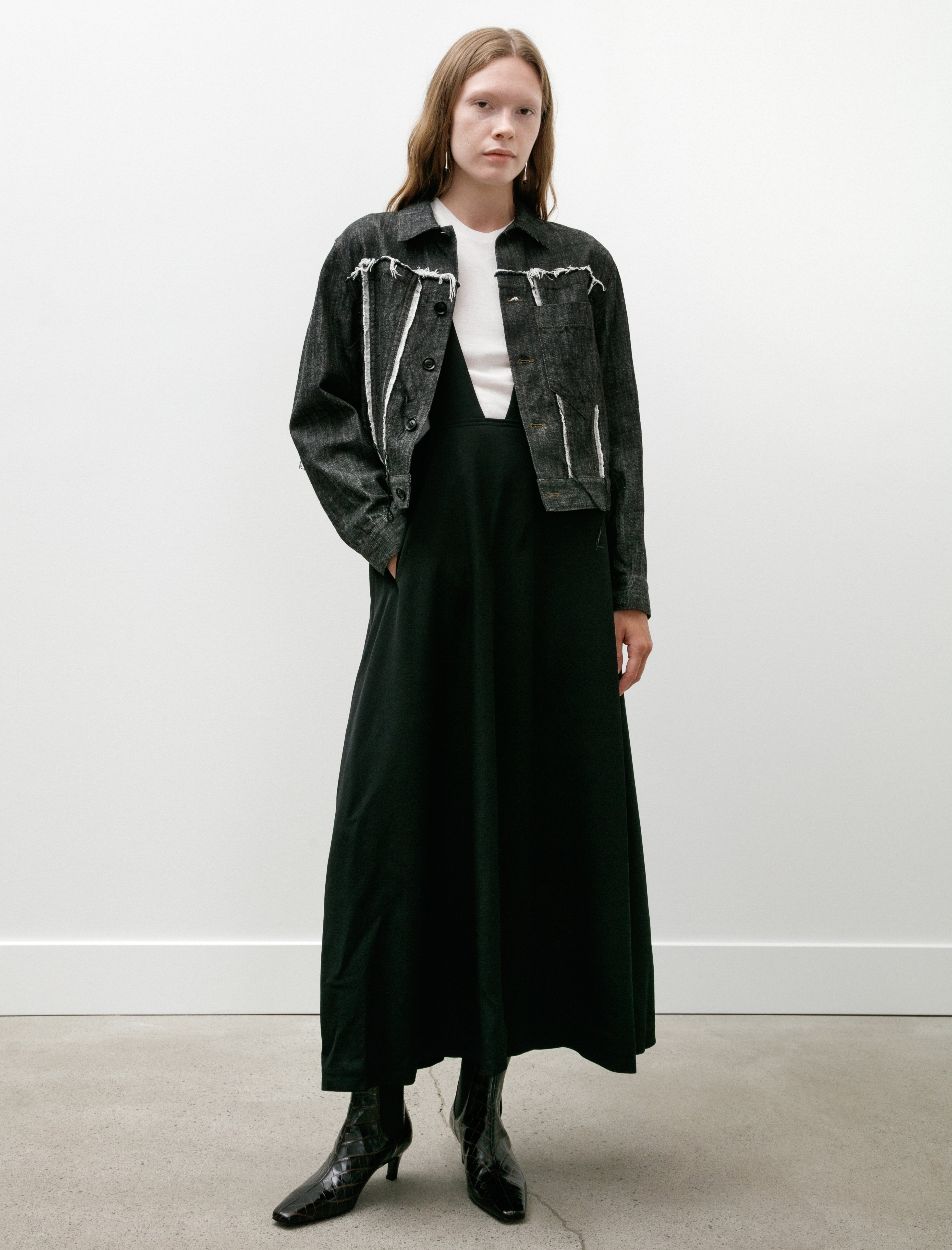 Y's by Yohji Yamamoto-Untrimmed Panel Denim Jacket